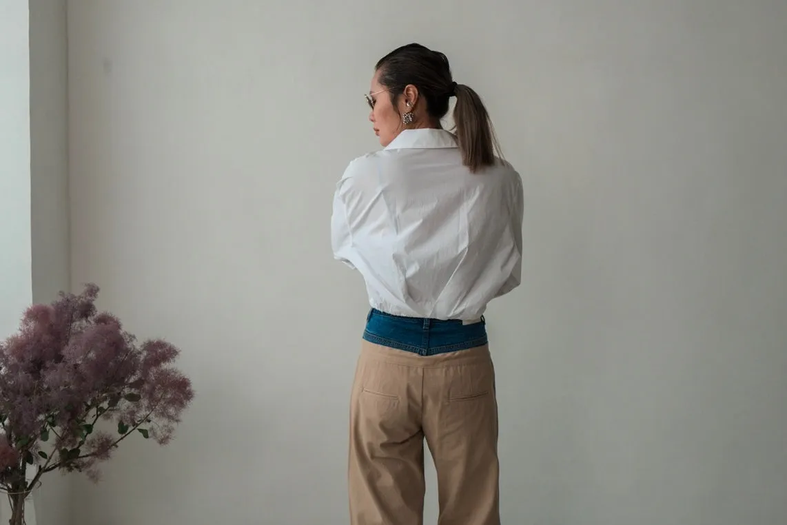 ( BEIGE / BLACK ) DOUBLE WAISTED SUIT PANTS *LAST 2*