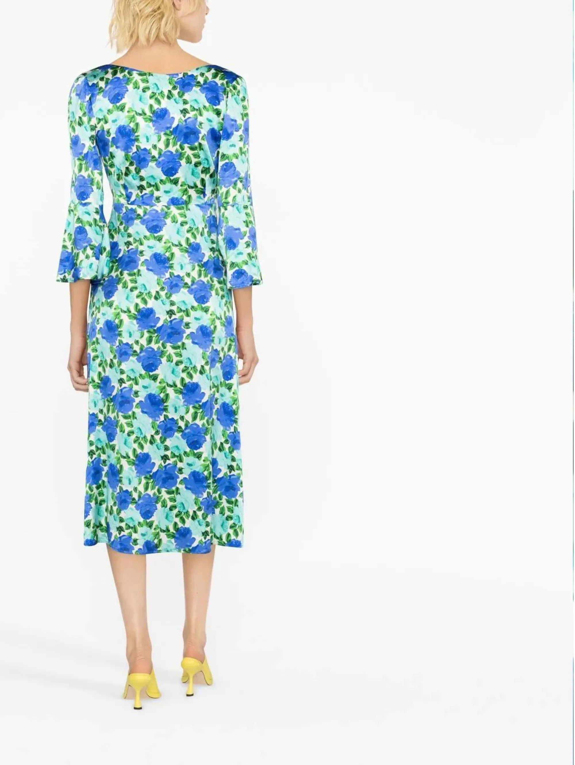 Abito Midi con Scollatura Reversibile Bluette/Verde