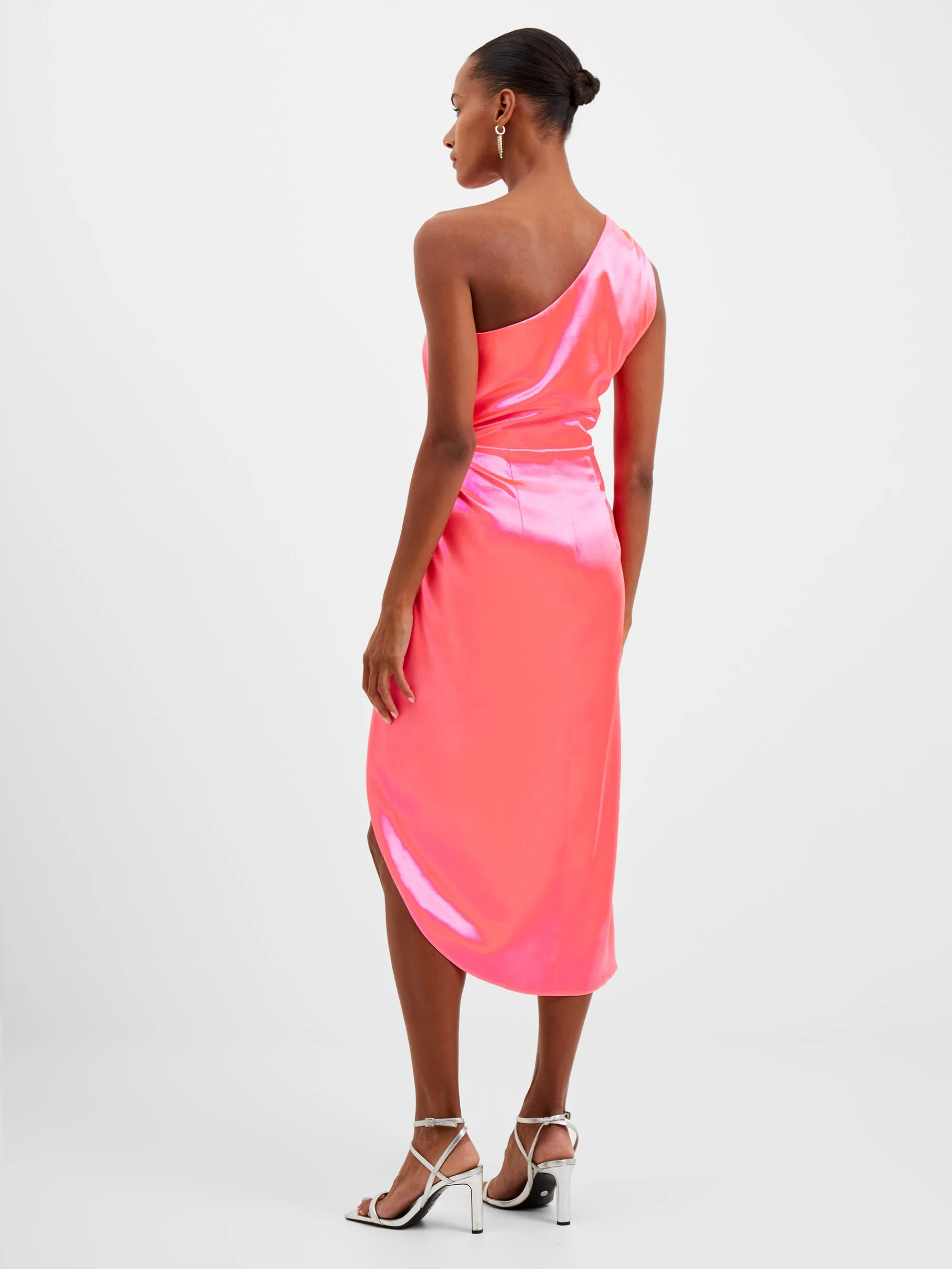 Adaline Satin One Shoulder Midi Dress