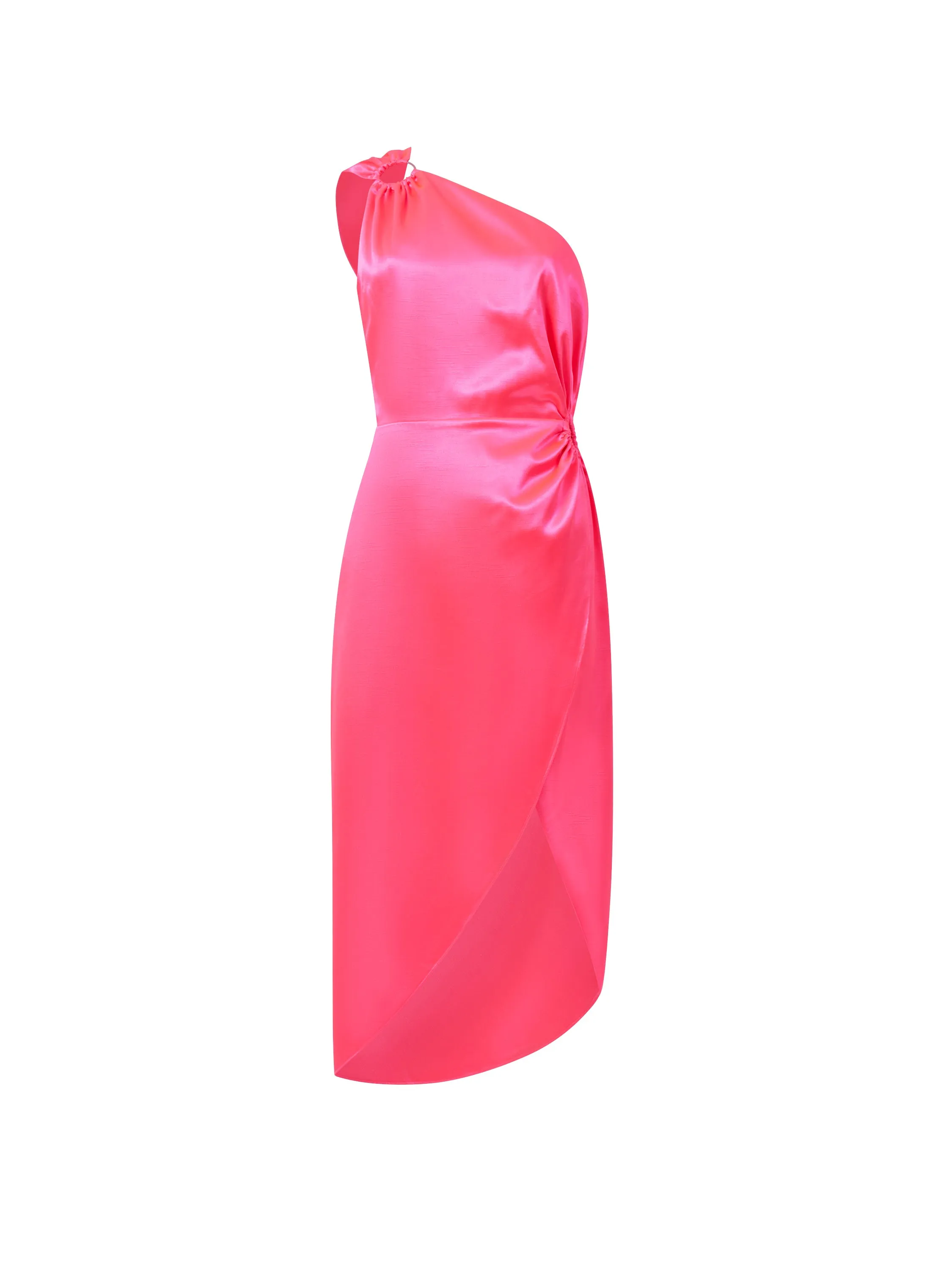 Adaline Satin One Shoulder Midi Dress