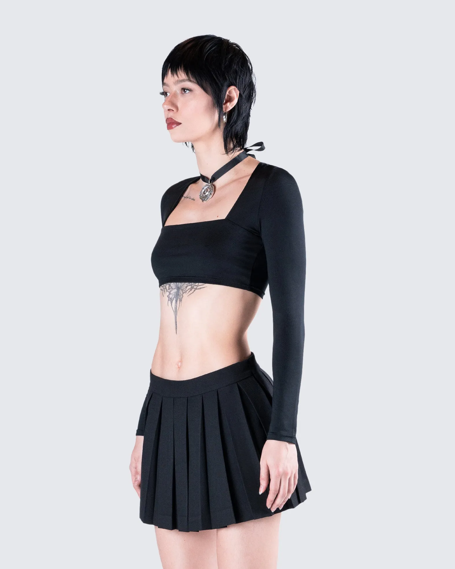 Amara Black Square Neck Top