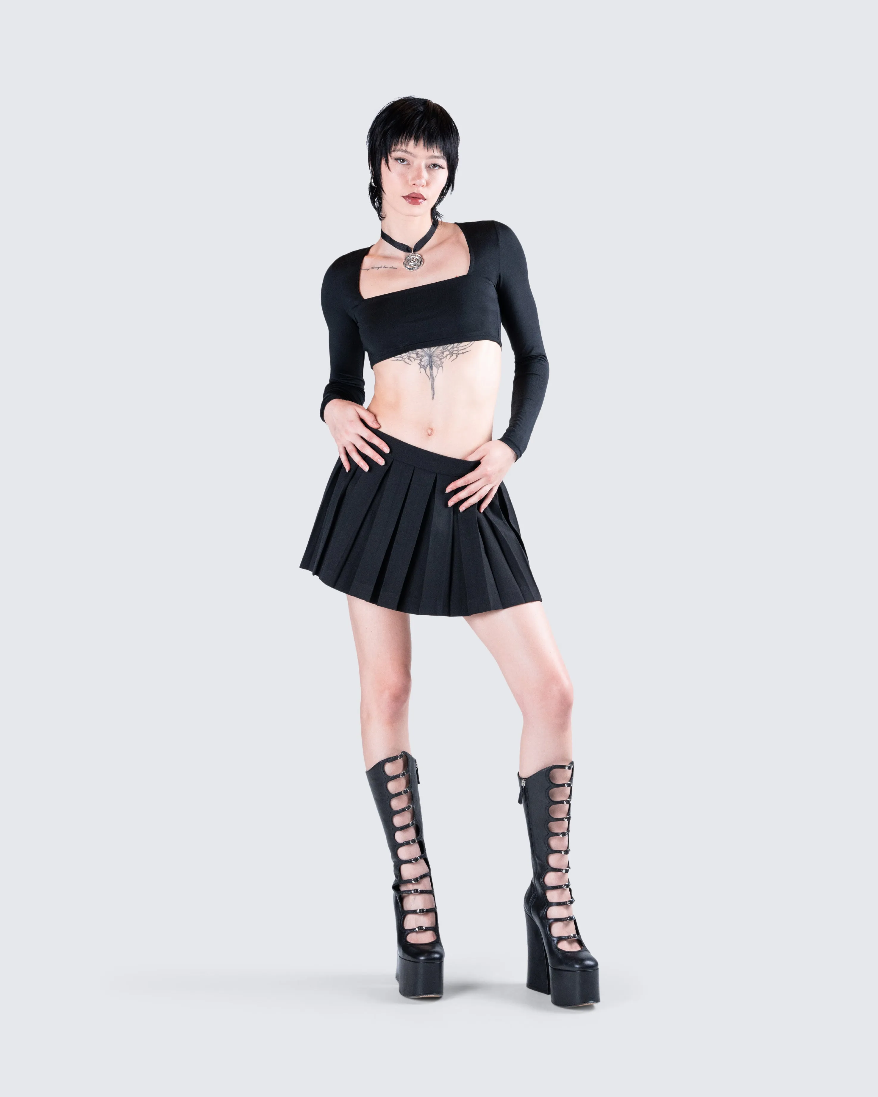 Amara Black Square Neck Top