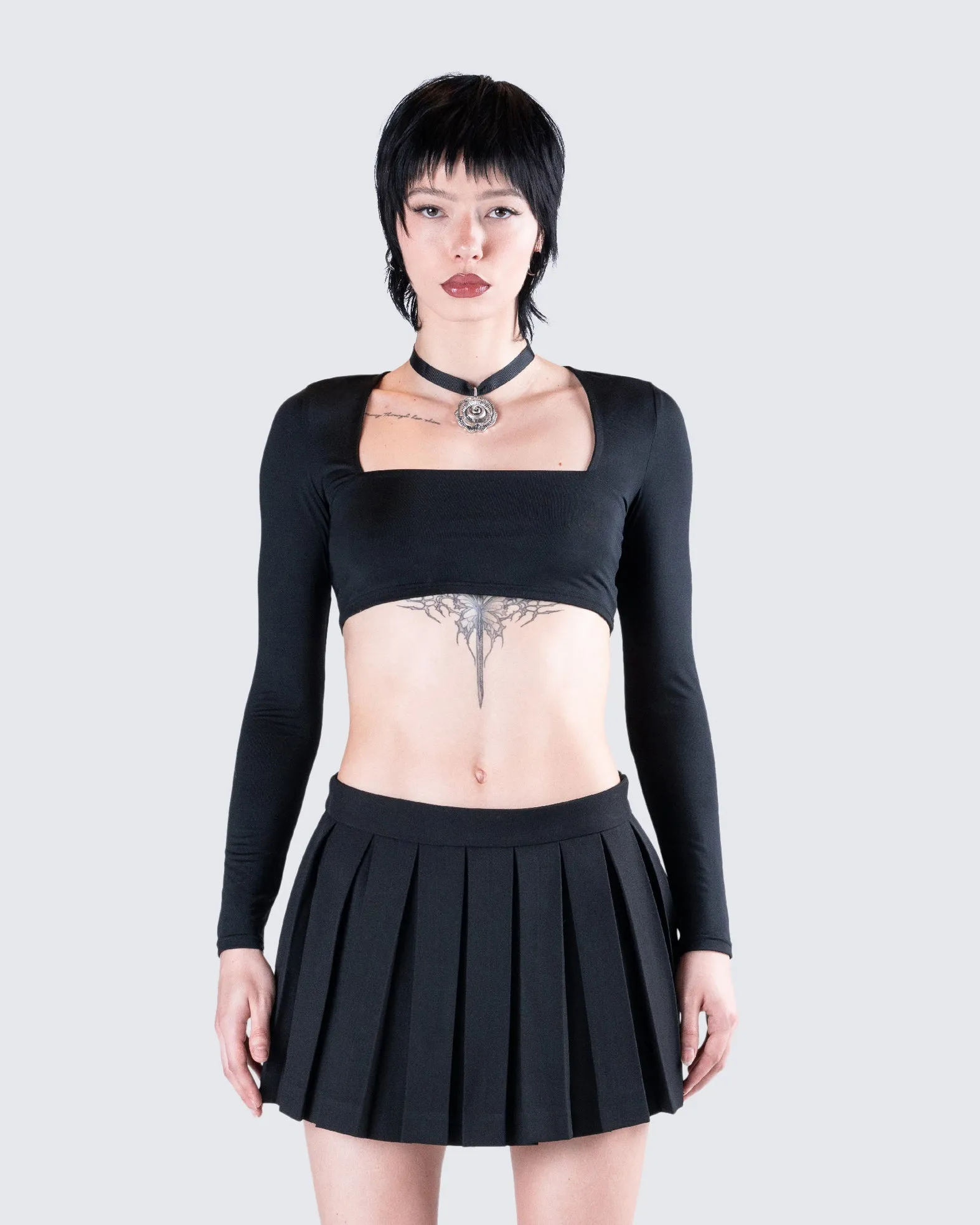 Amara Black Square Neck Top