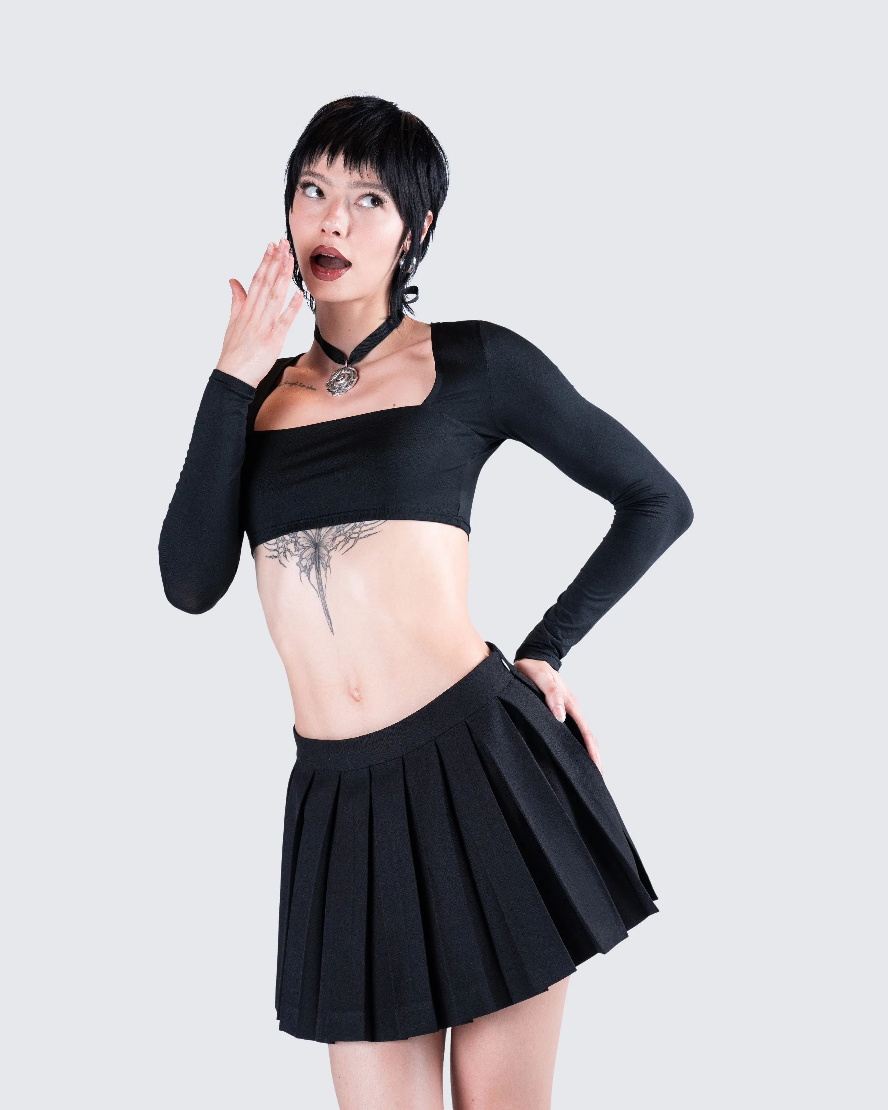 Amara Black Square Neck Top