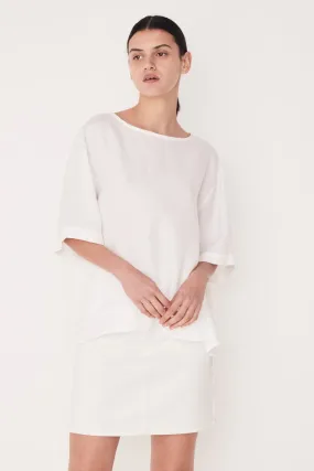 Assembly Label - Boxy Linen Top - White