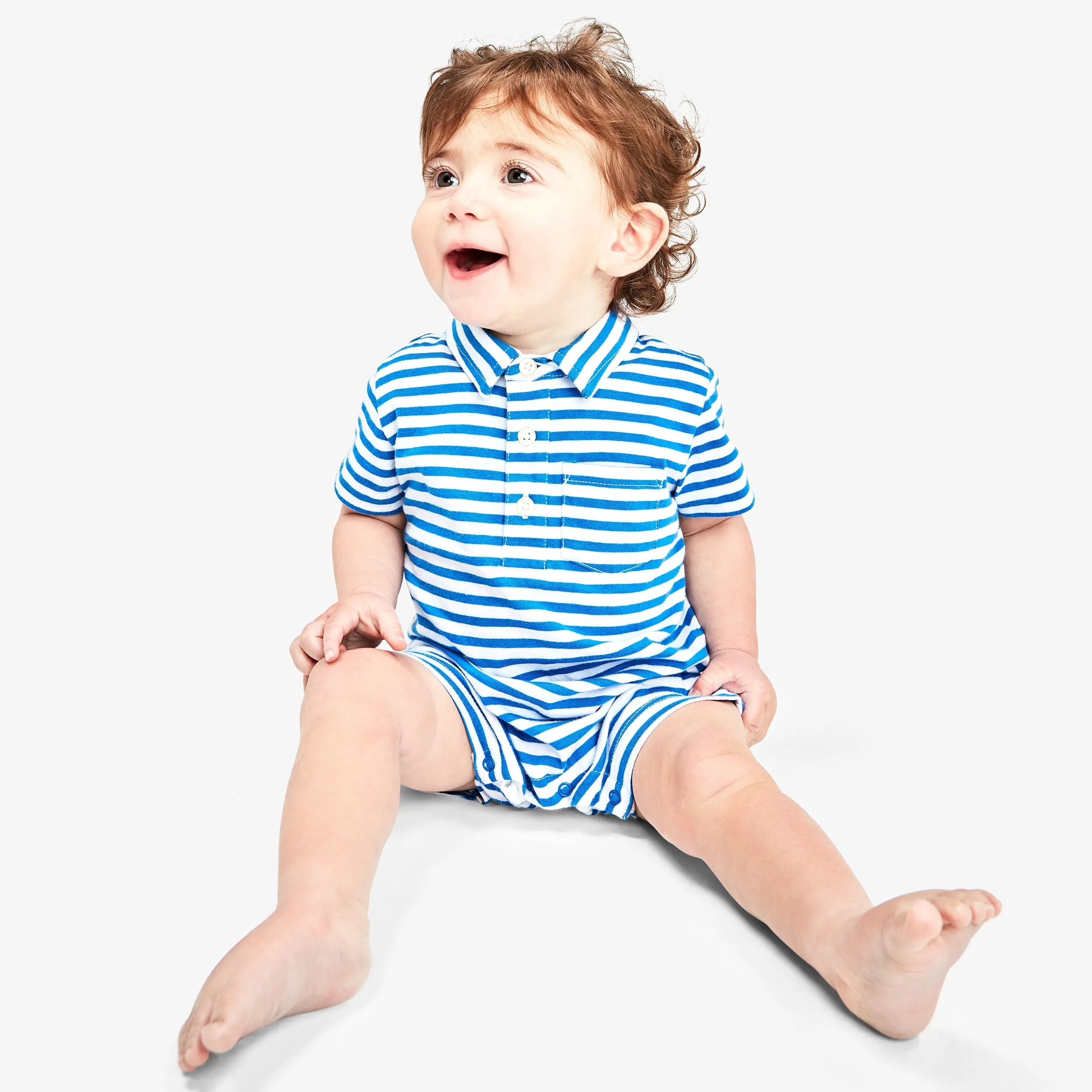 Baby polo shortie in mini stripe