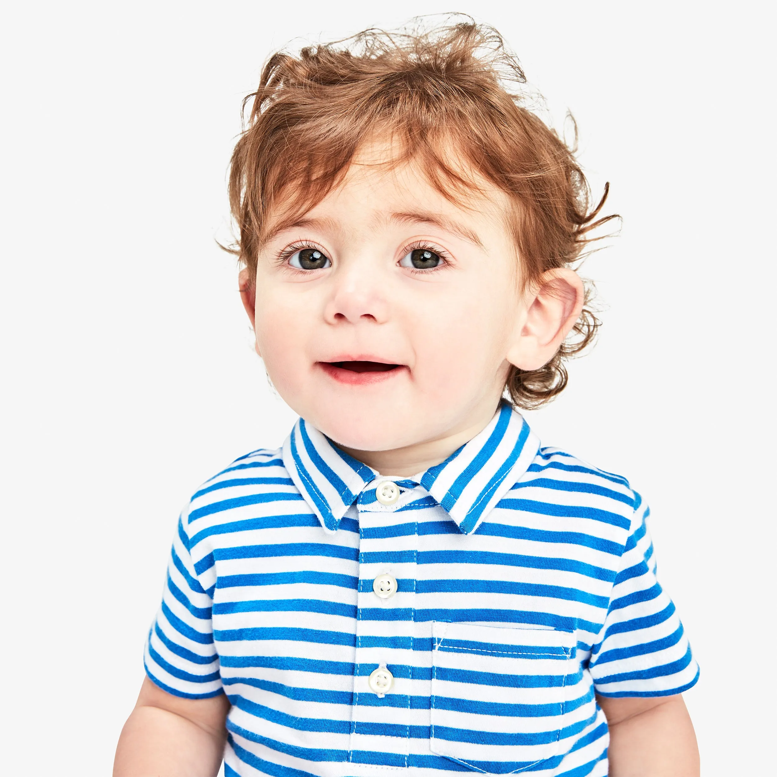 Baby polo shortie in mini stripe