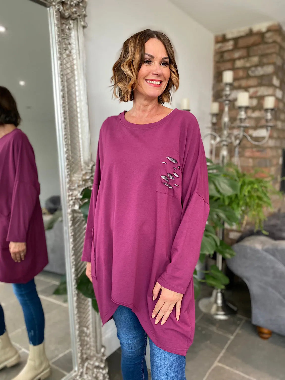 Back Detail Shimmer Heart Top Lori