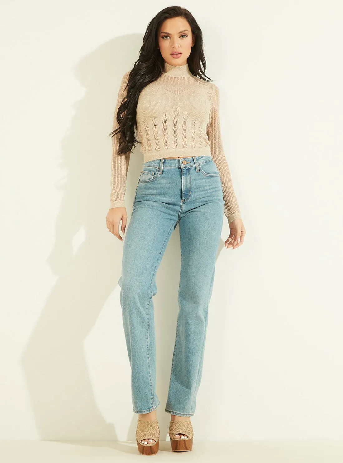 Beige Addy Pointelle Knit Top