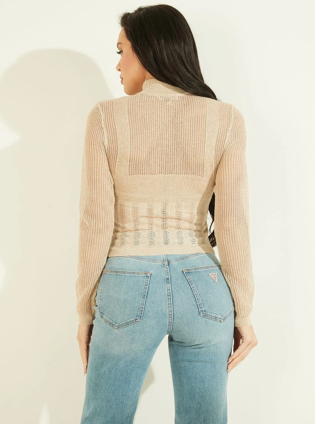 Beige Addy Pointelle Knit Top