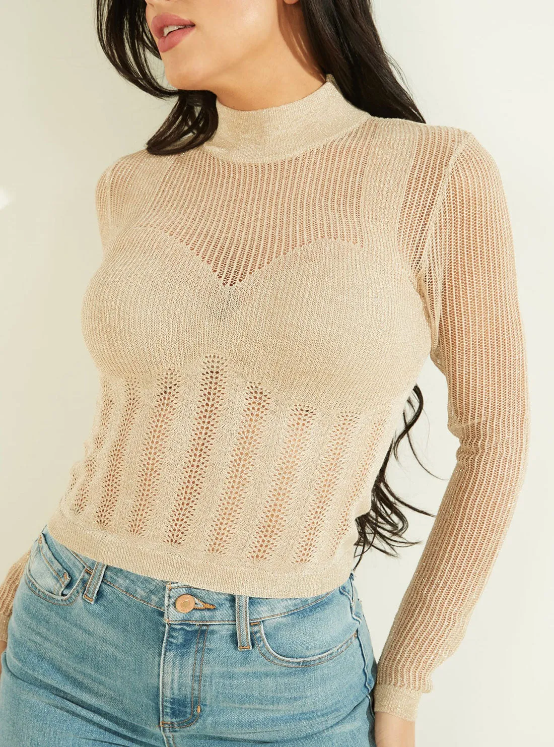 Beige Addy Pointelle Knit Top