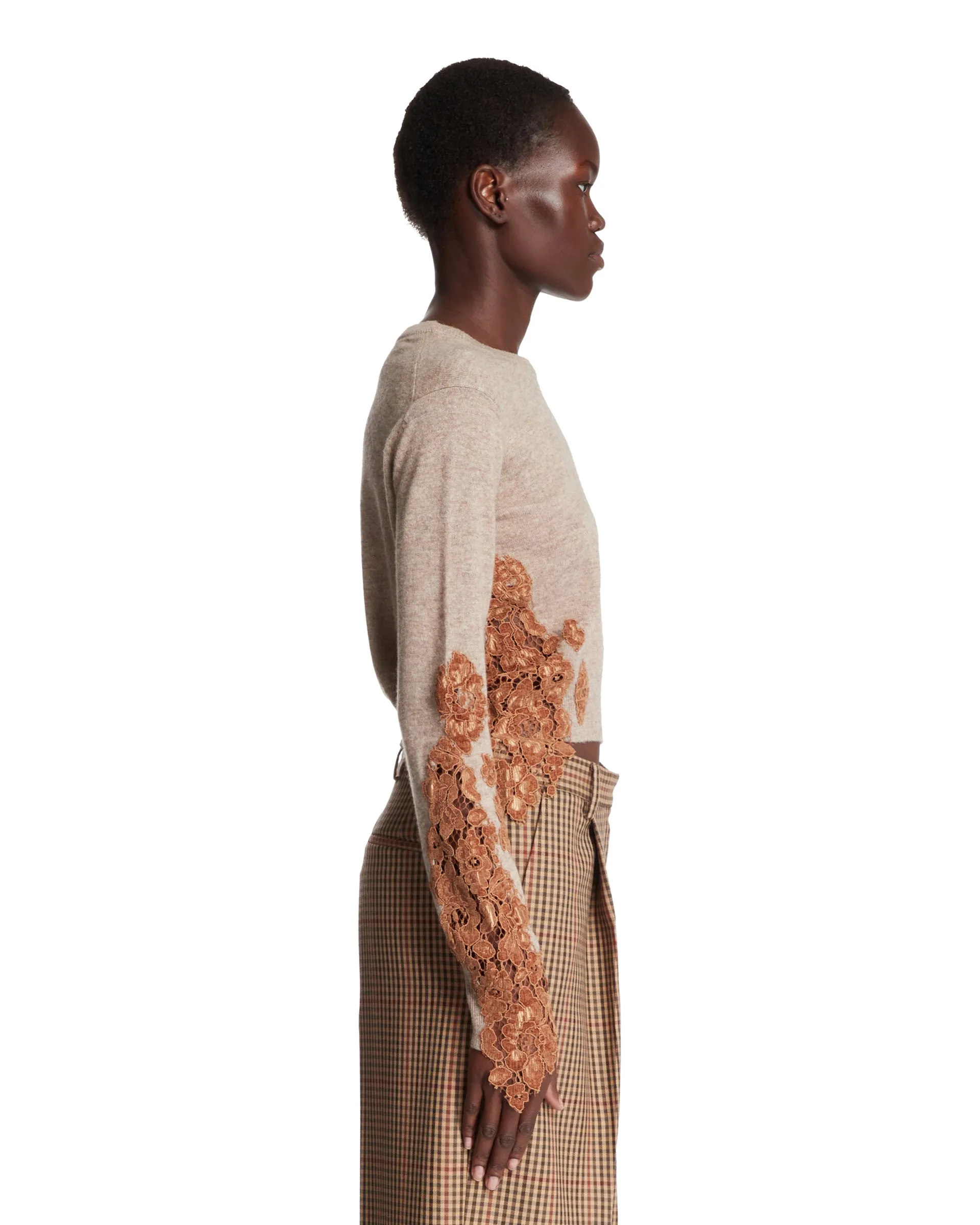 Beige Lace Trim Jumper