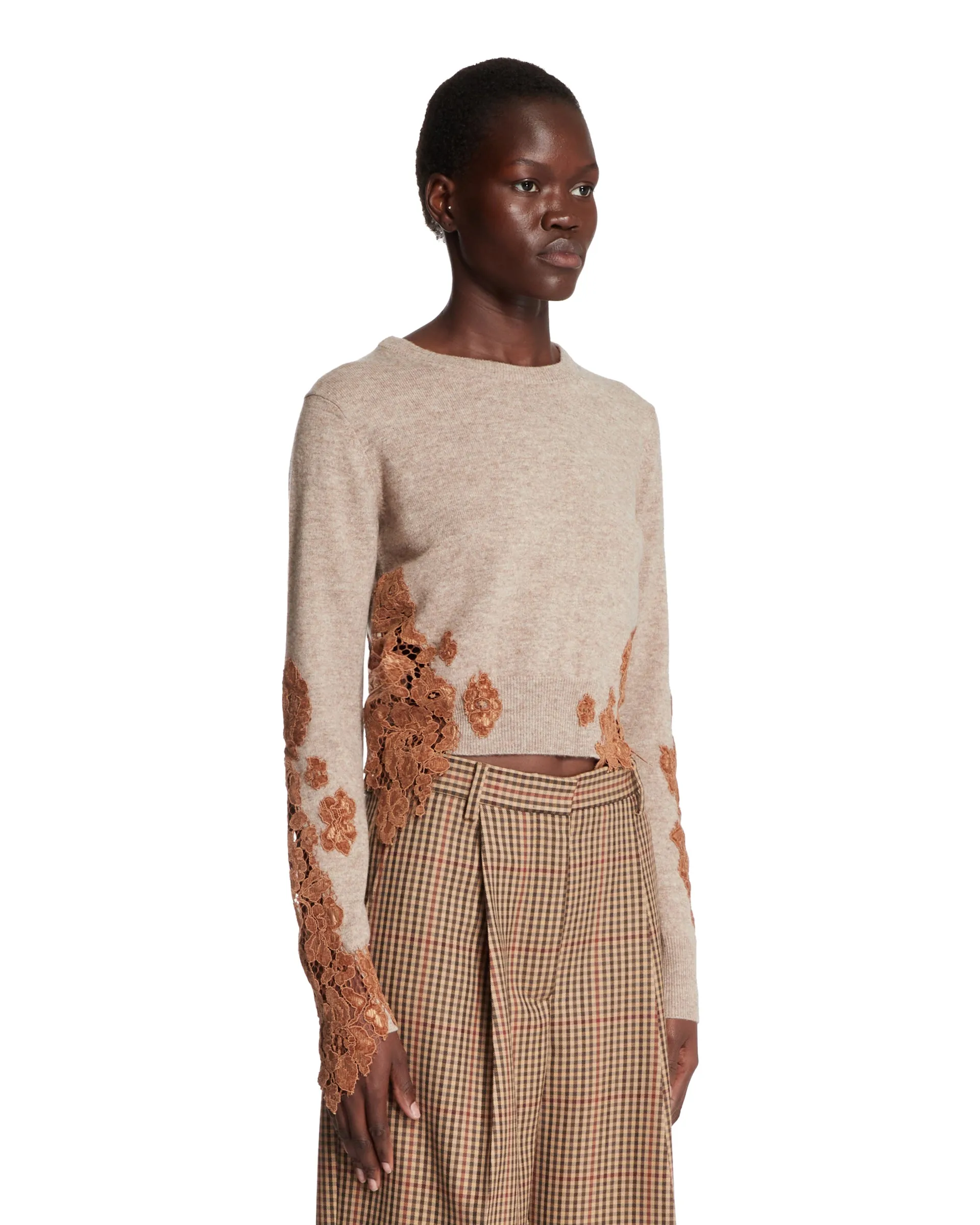 Beige Lace Trim Jumper
