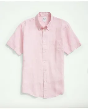 Brooks Brothers Men's Big & Tall Irish Linen Short-Sleeve Sport Shirt Pink
