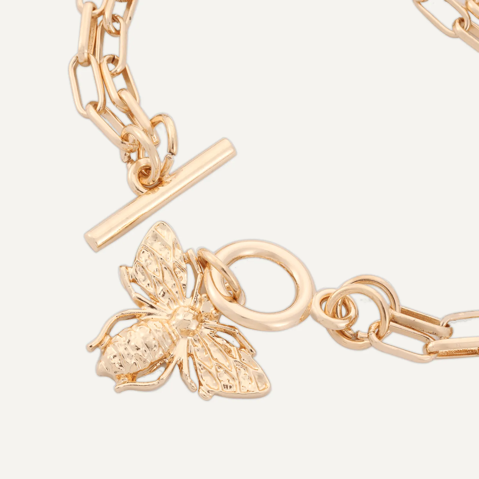 Contemporary Bee T-Bar Bracelet In Gold-Tone