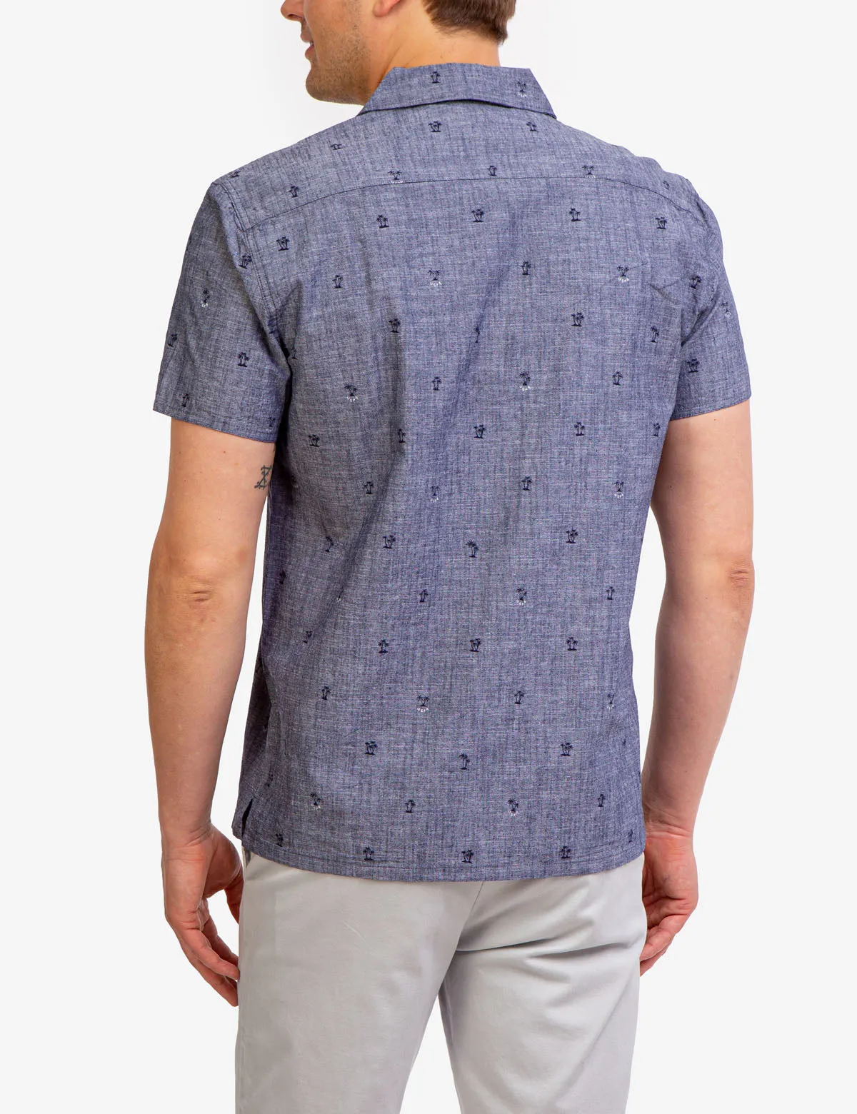 CONVERTIBLE COLLAR SLUB CANVAS SHIRT