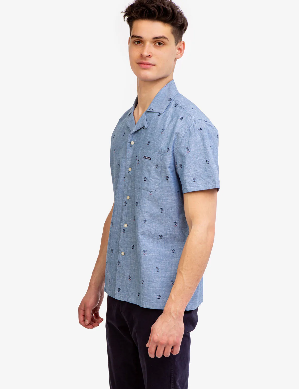 CONVERTIBLE COLLAR SLUB CANVAS SHIRT