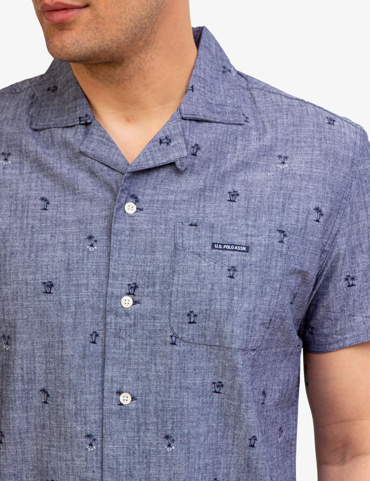 CONVERTIBLE COLLAR SLUB CANVAS SHIRT
