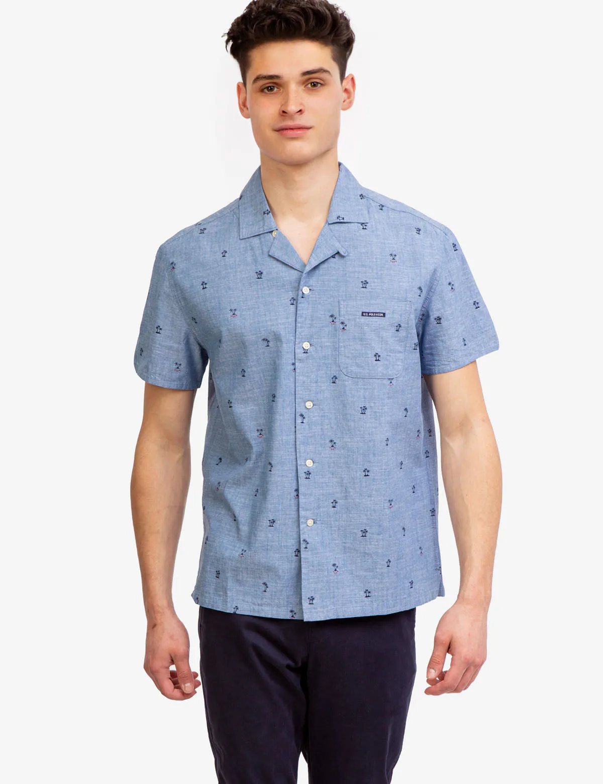 CONVERTIBLE COLLAR SLUB CANVAS SHIRT