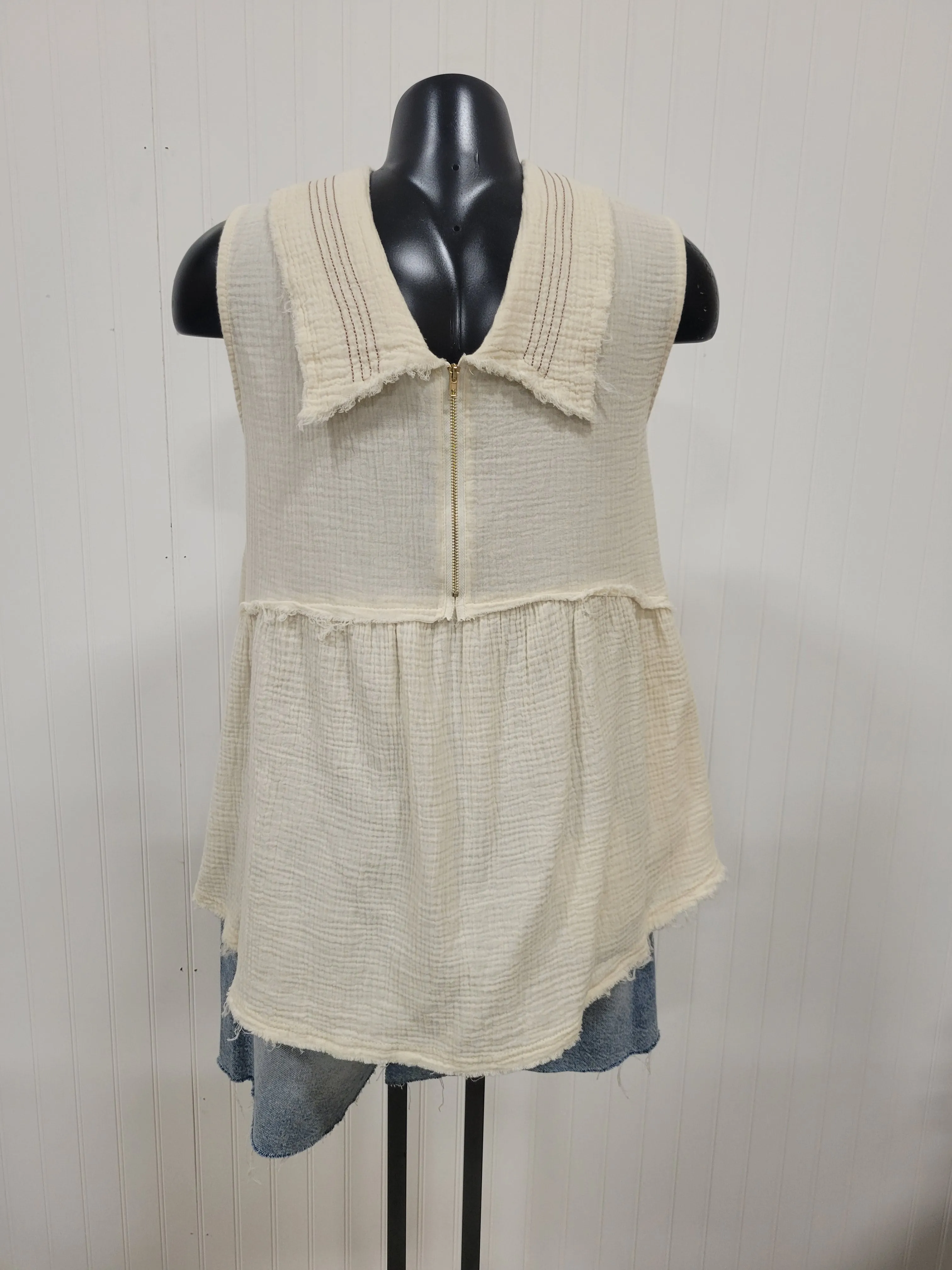 Cream Raw Edge Top