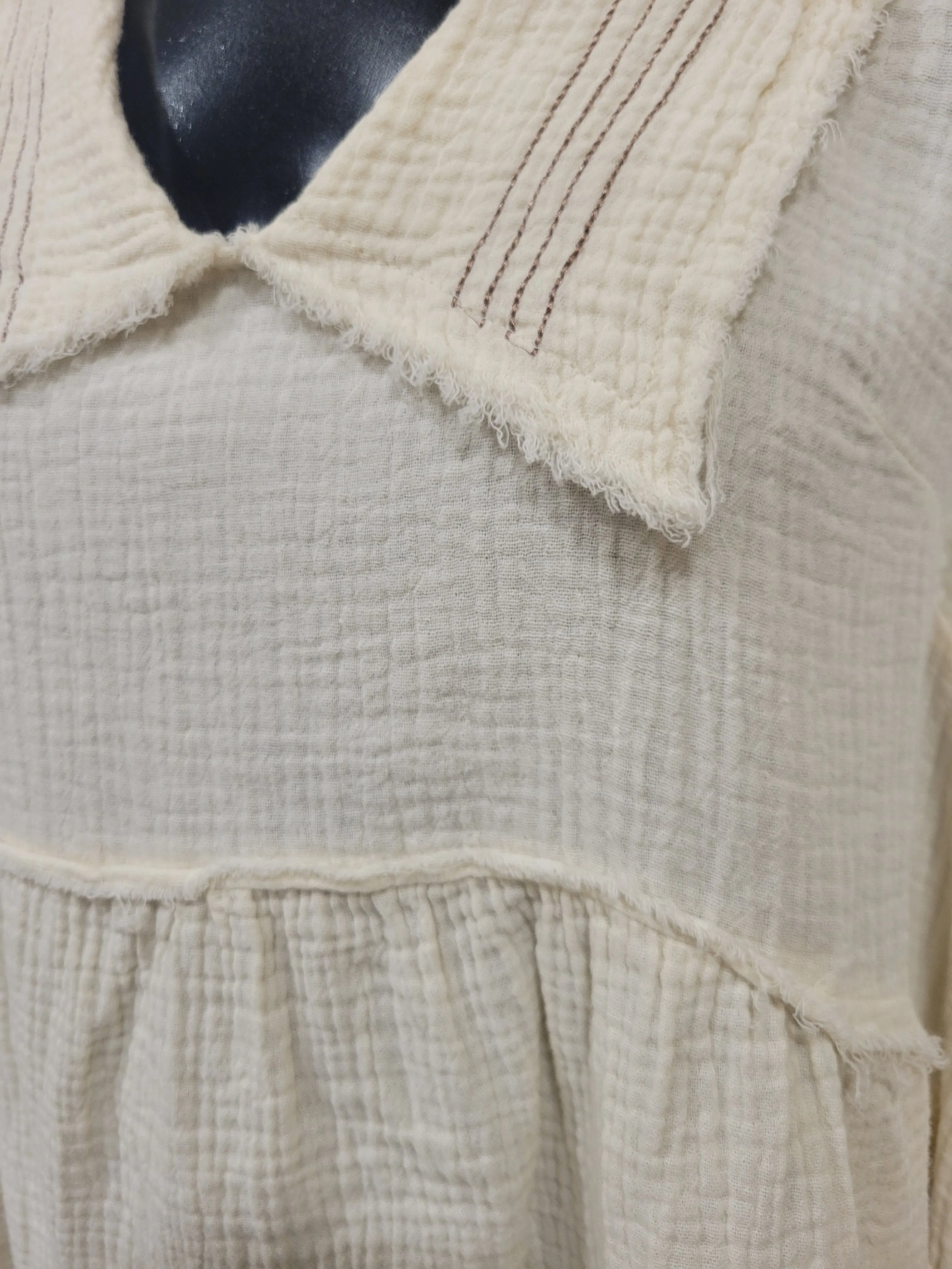 Cream Raw Edge Top
