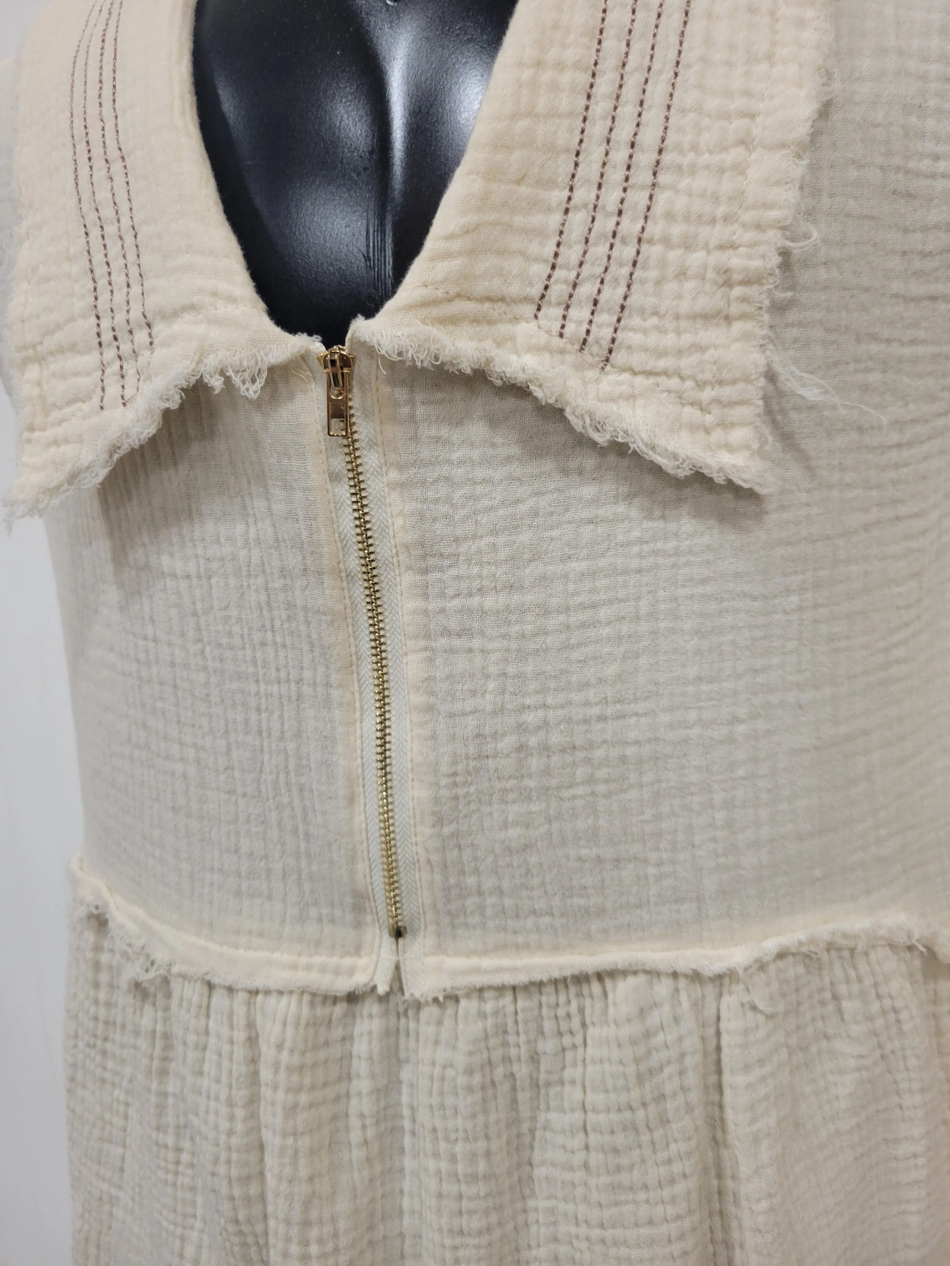 Cream Raw Edge Top