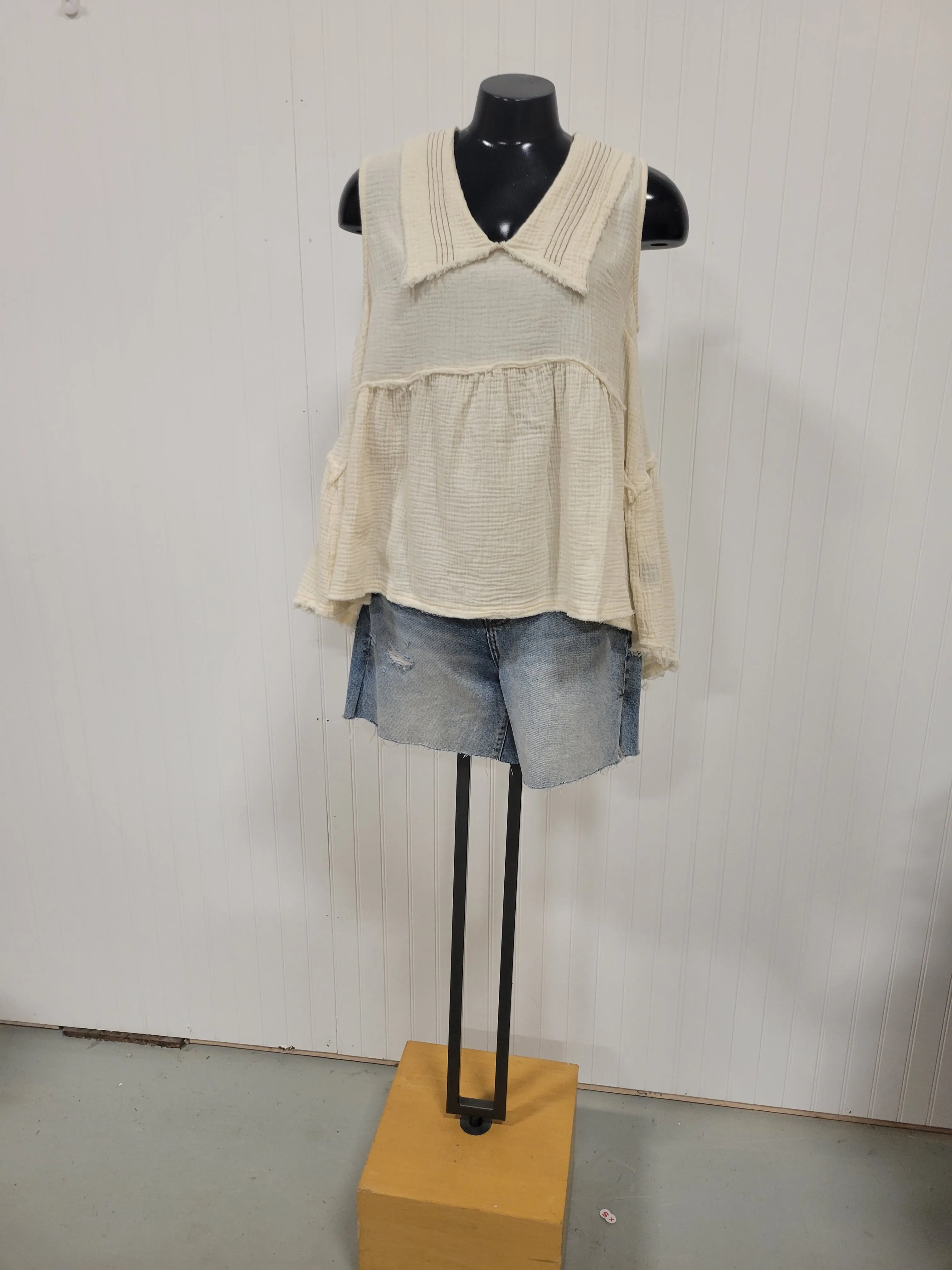 Cream Raw Edge Top