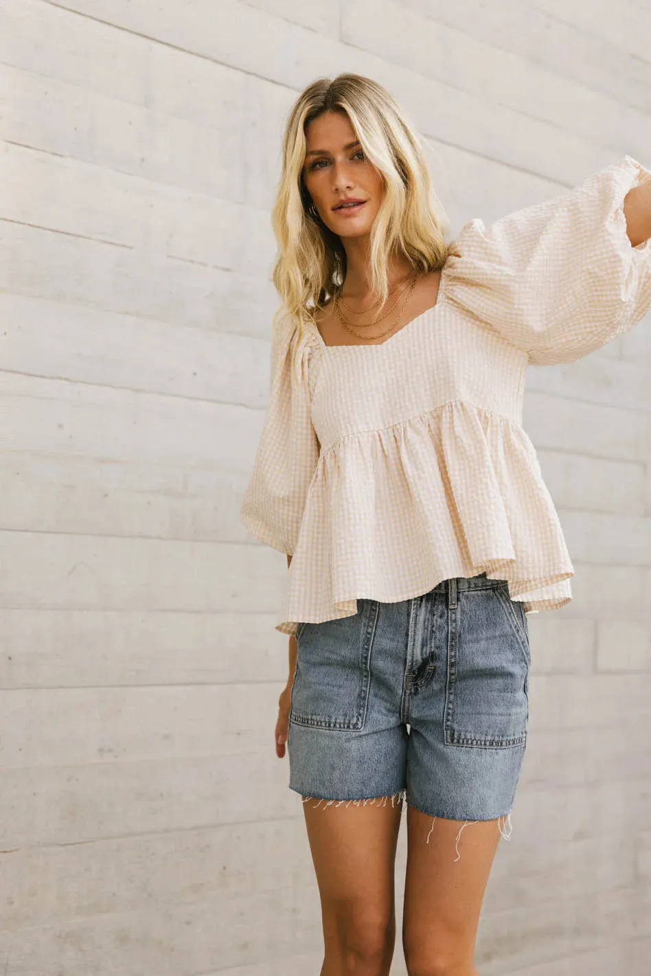 Delilah Gingham Peplum Top - FINAL SALE