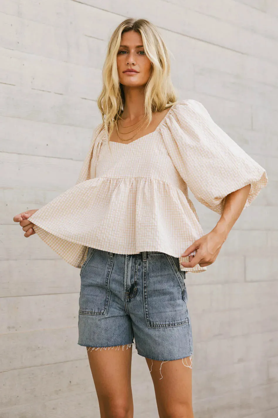 Delilah Gingham Peplum Top - FINAL SALE
