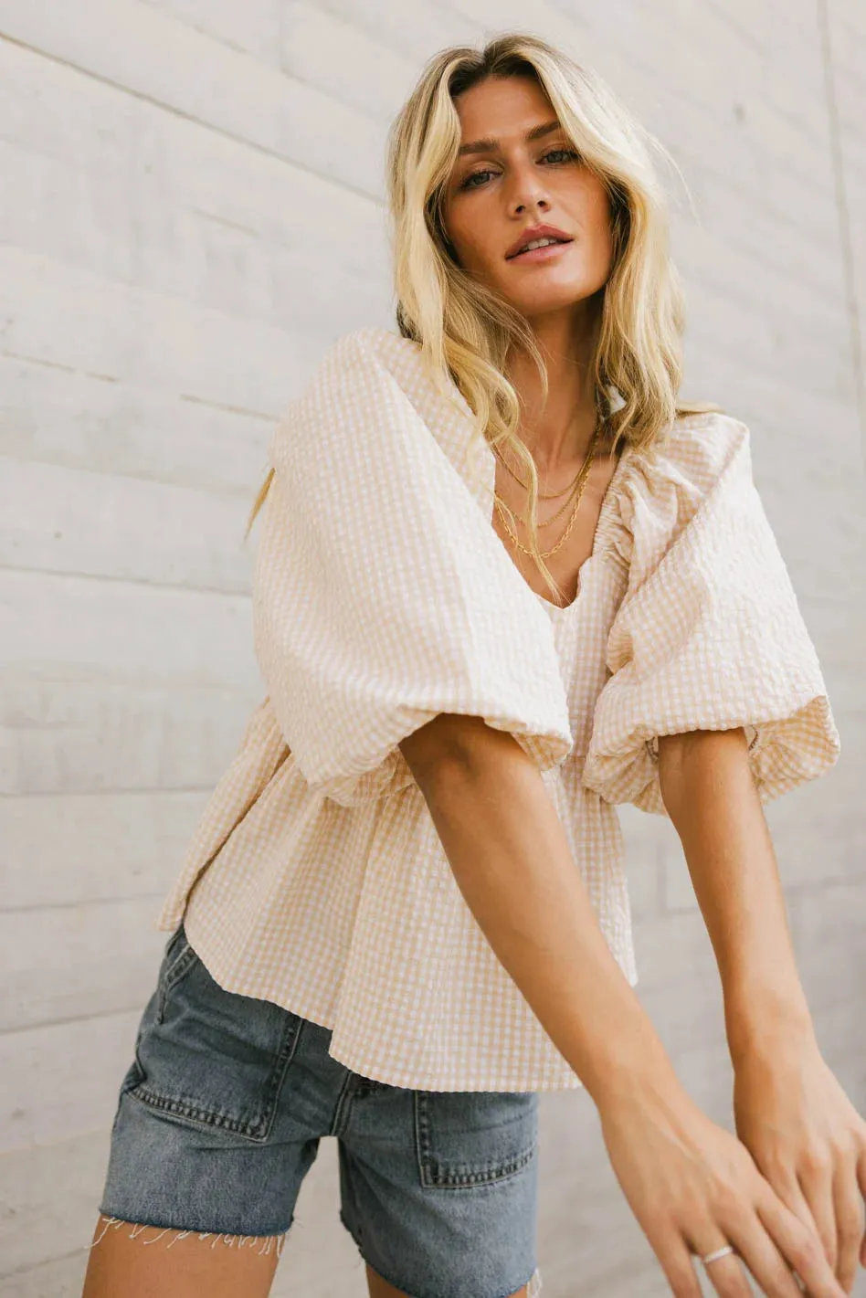 Delilah Gingham Peplum Top - FINAL SALE