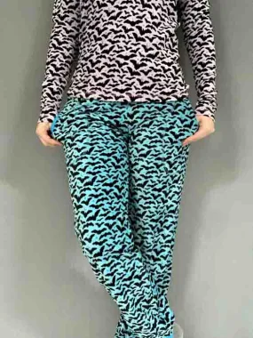 DUNS Adult Baggy Pants - Bats Blue Velour