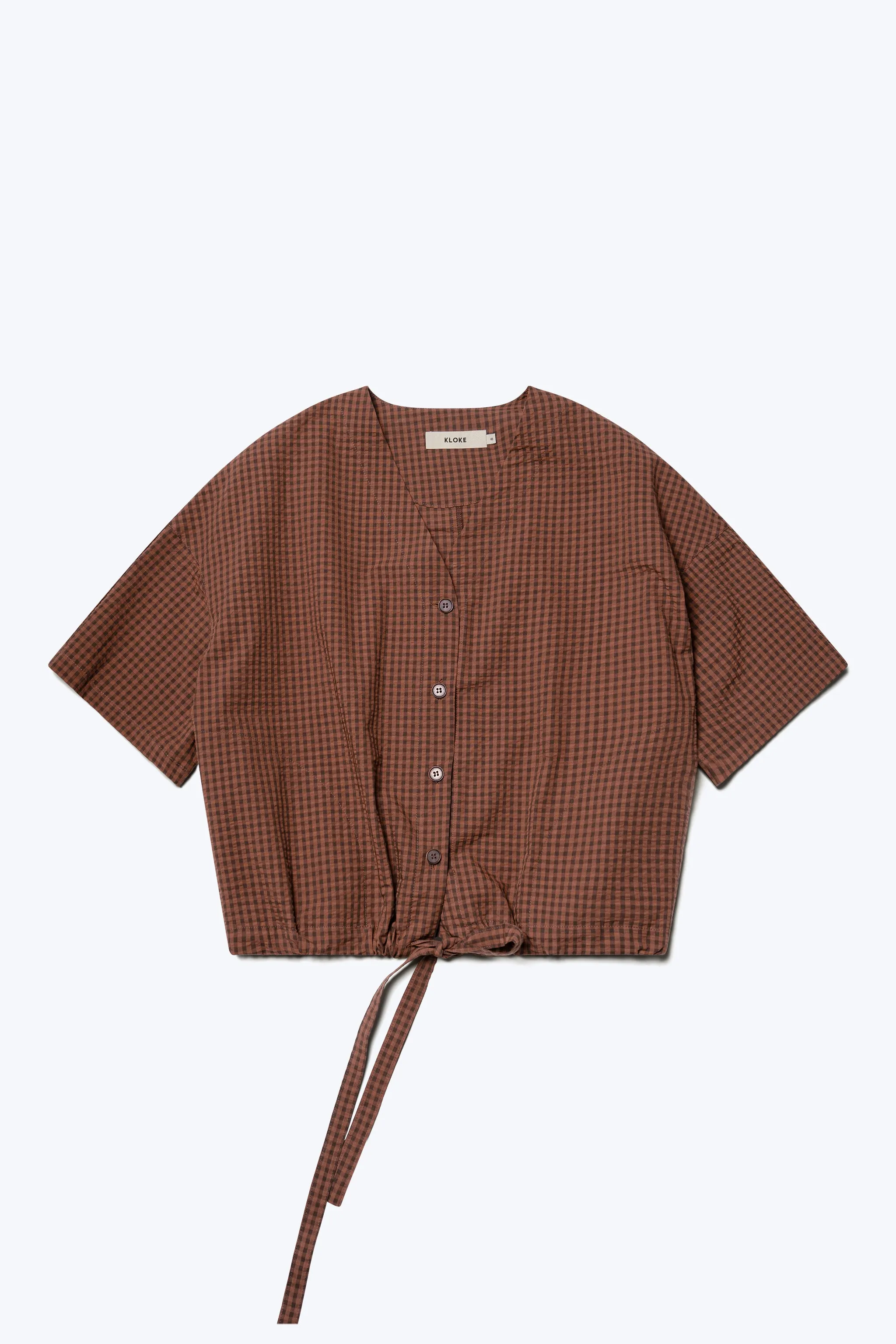 Elude Top Brown Gingham
