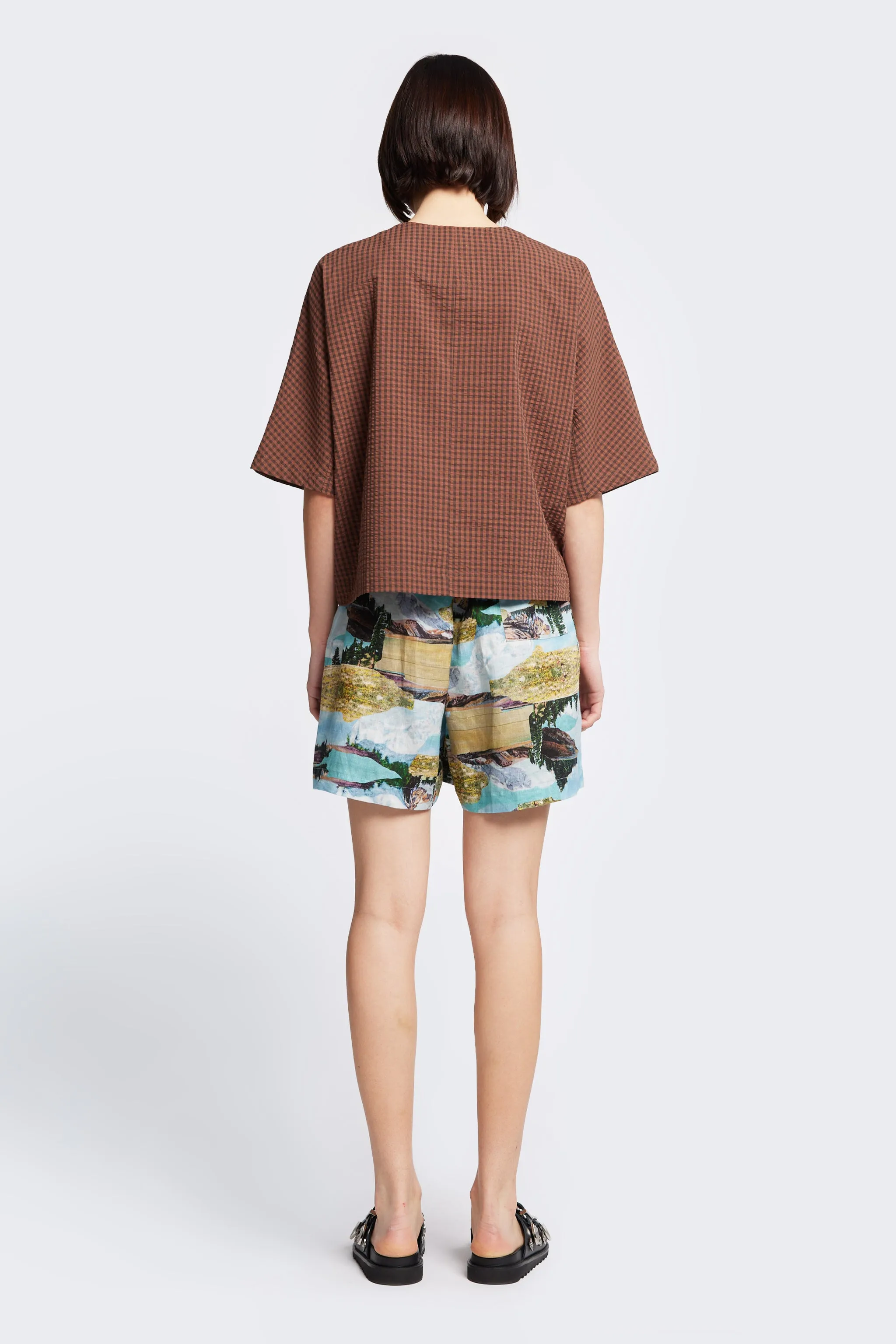 Elude Top Brown Gingham