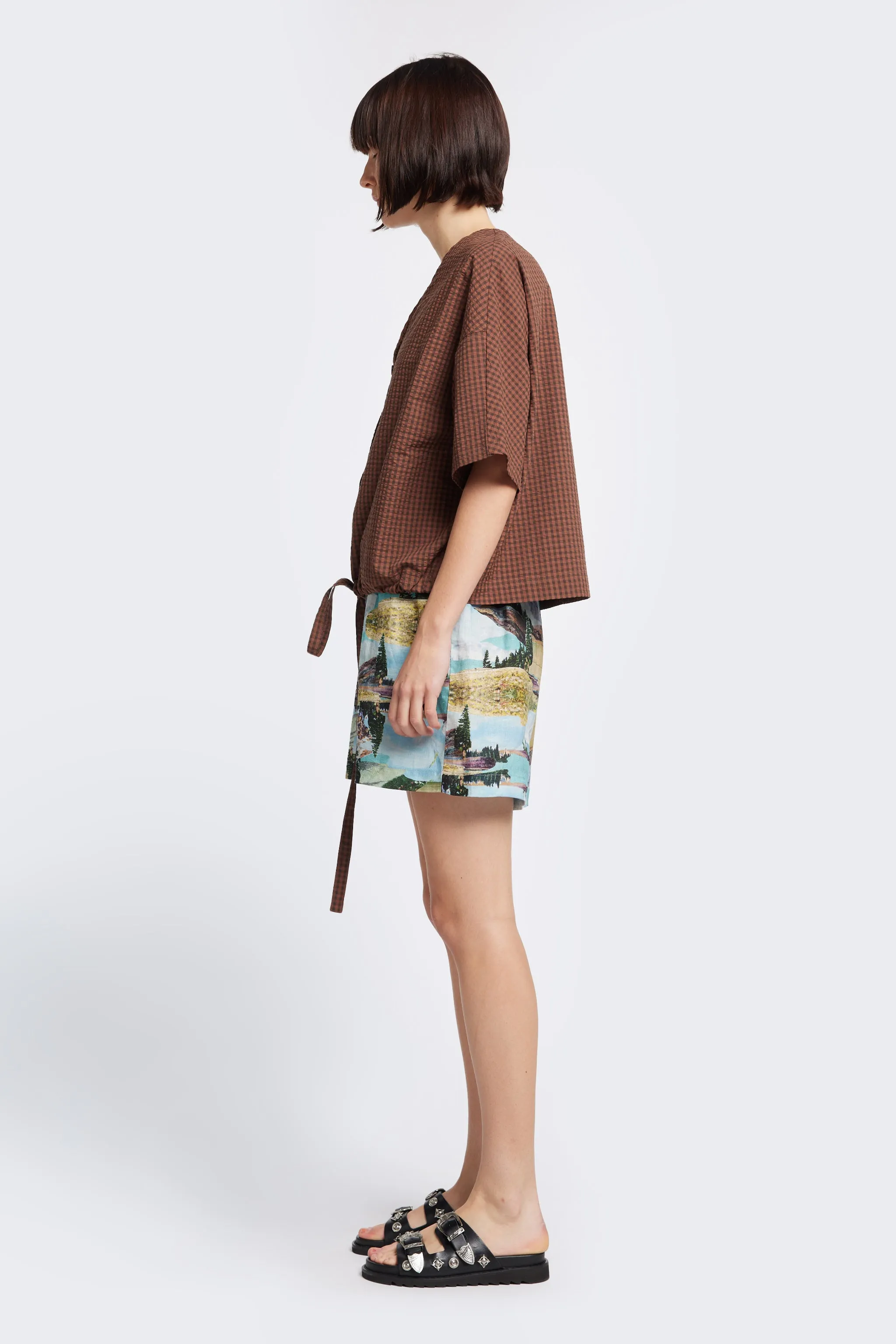 Elude Top Brown Gingham