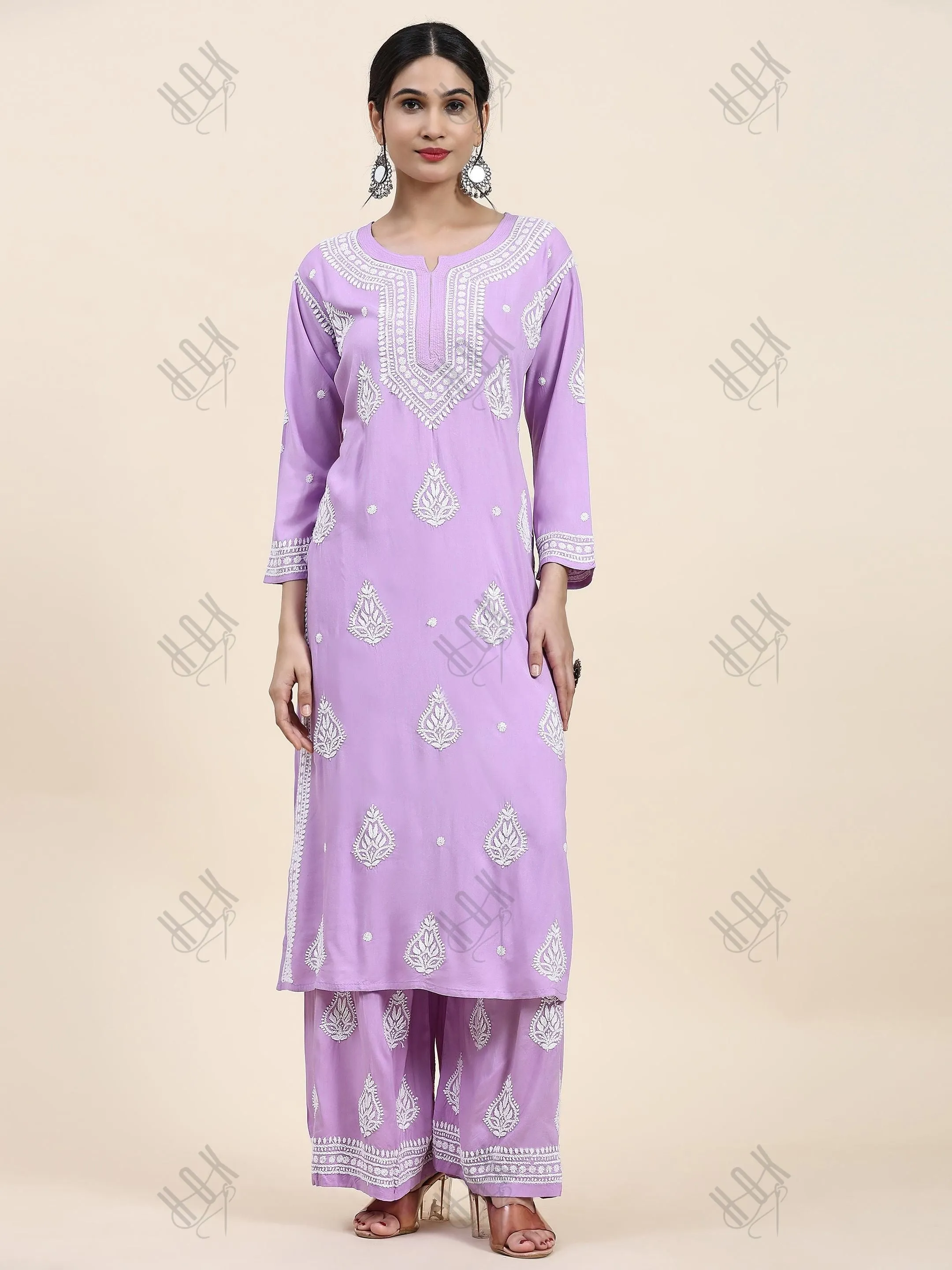 Fizaa Chikankari Kurta Set In Modal Cotton for Women In Purple