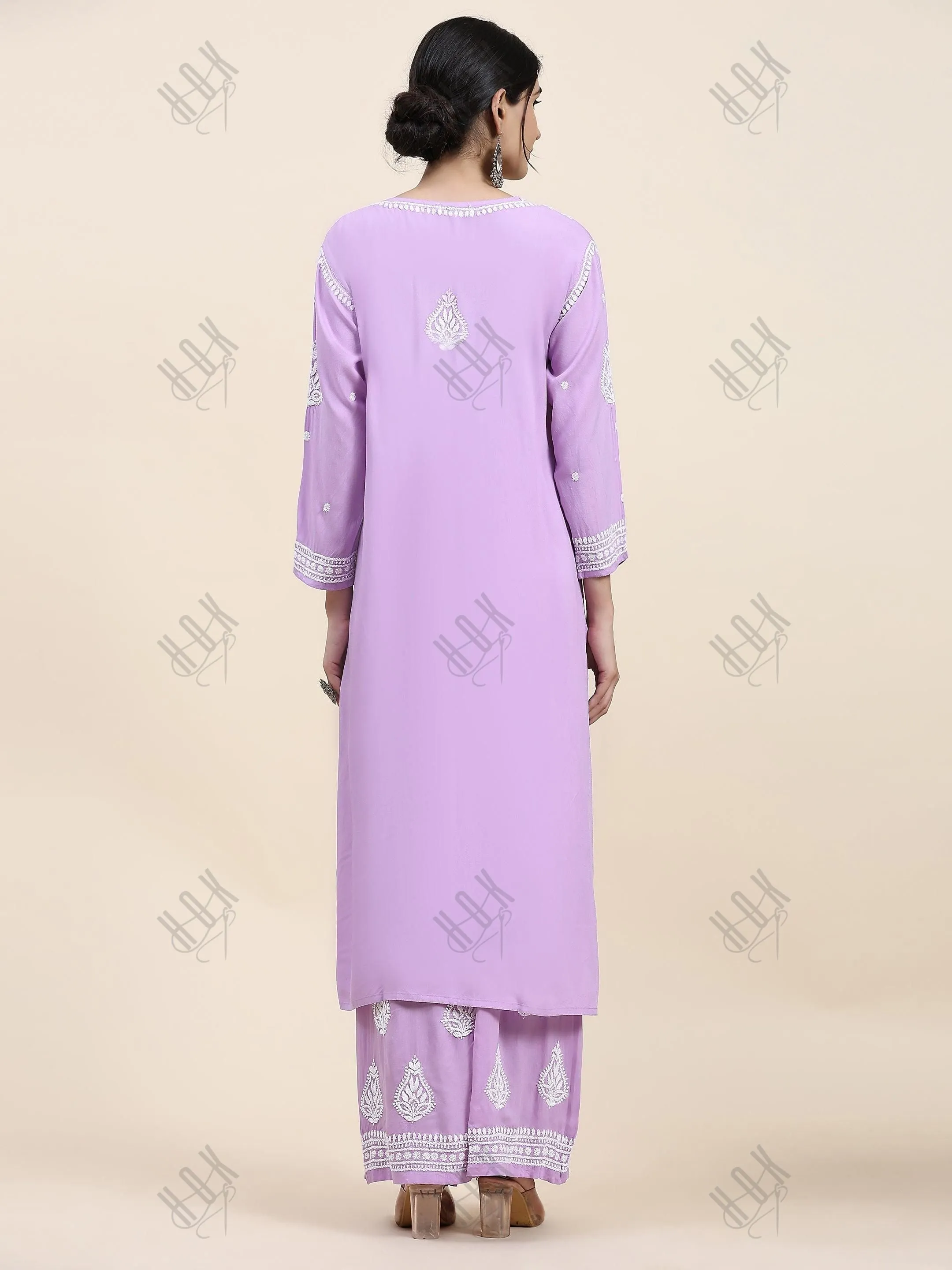 Fizaa Chikankari Kurta Set In Modal Cotton for Women In Purple