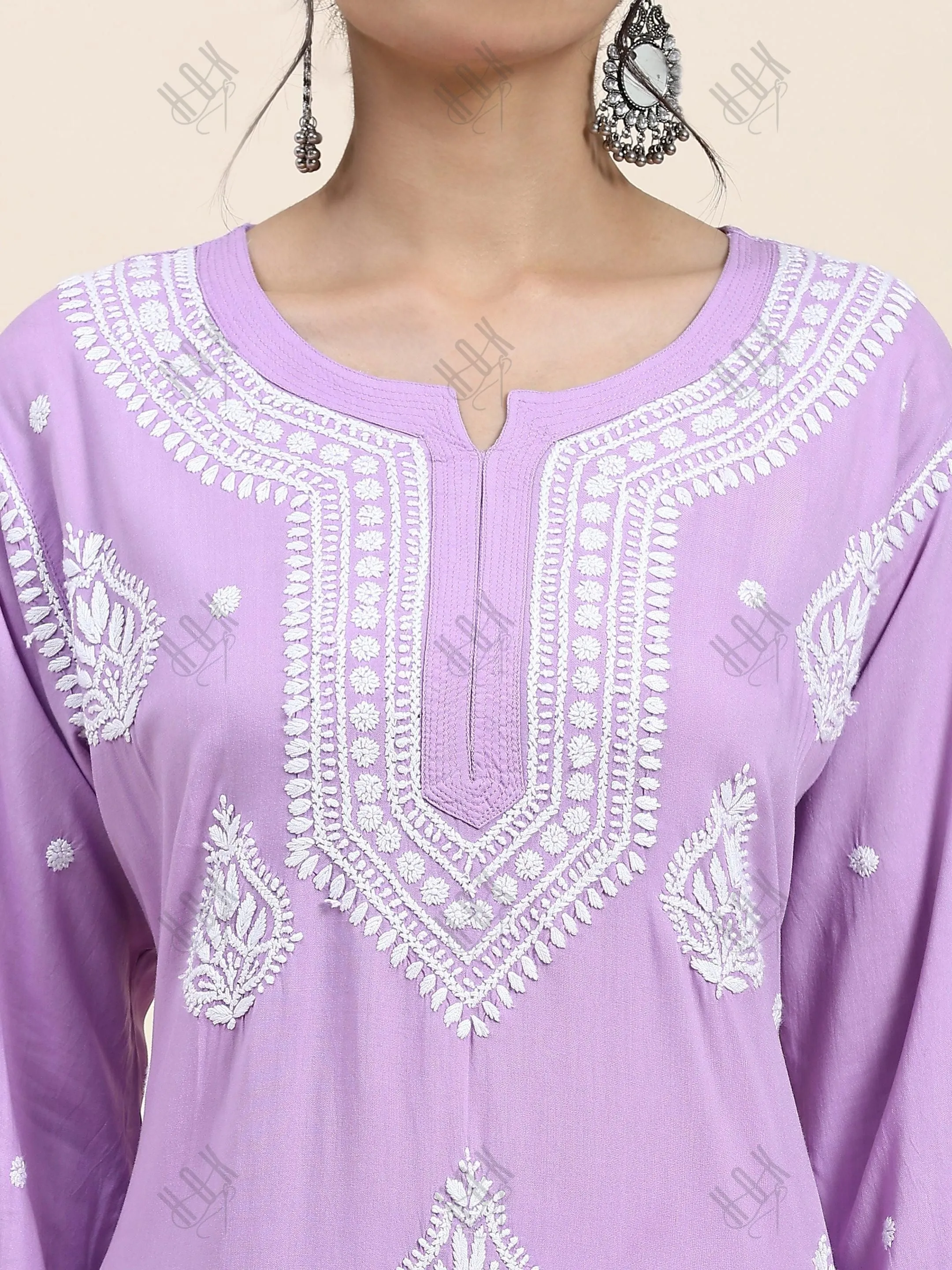 Fizaa Chikankari Kurta Set In Modal Cotton for Women In Purple