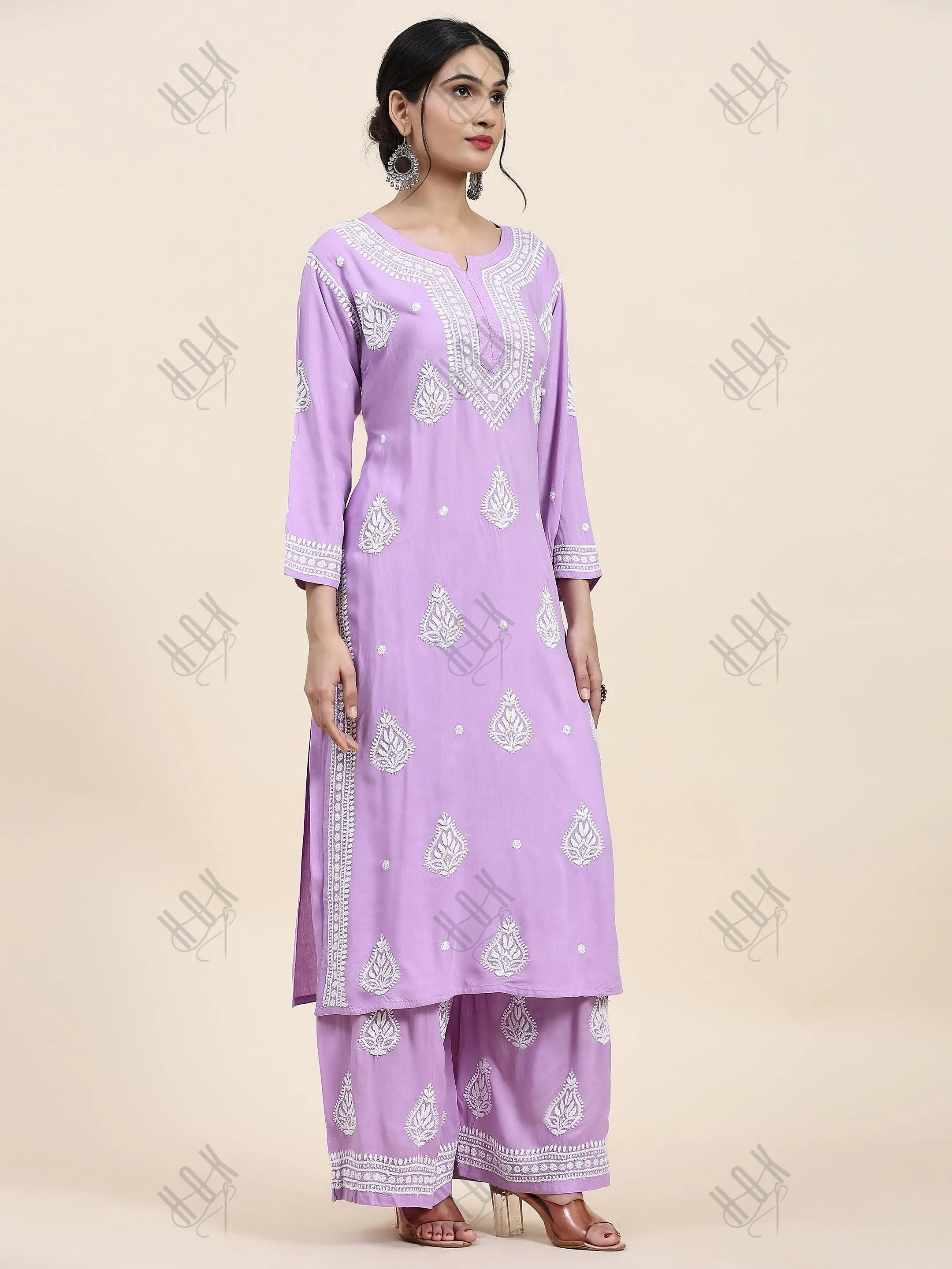 Fizaa Chikankari Kurta Set In Modal Cotton for Women In Purple