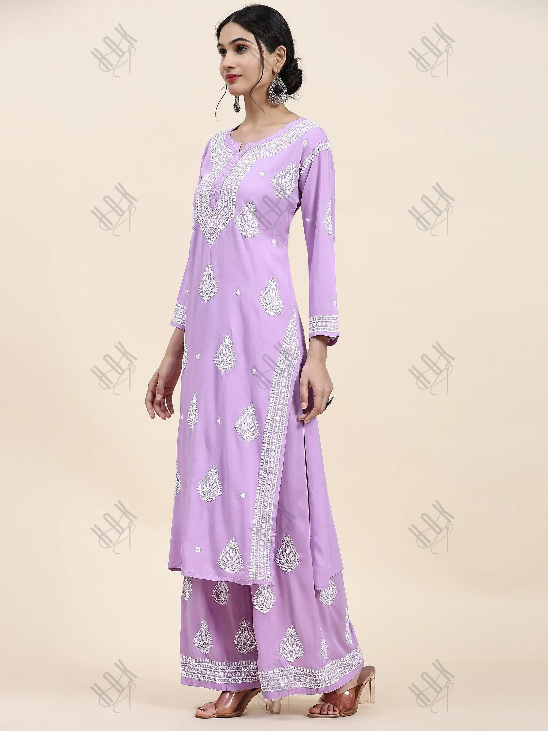 Fizaa Chikankari Kurta Set In Modal Cotton for Women In Purple