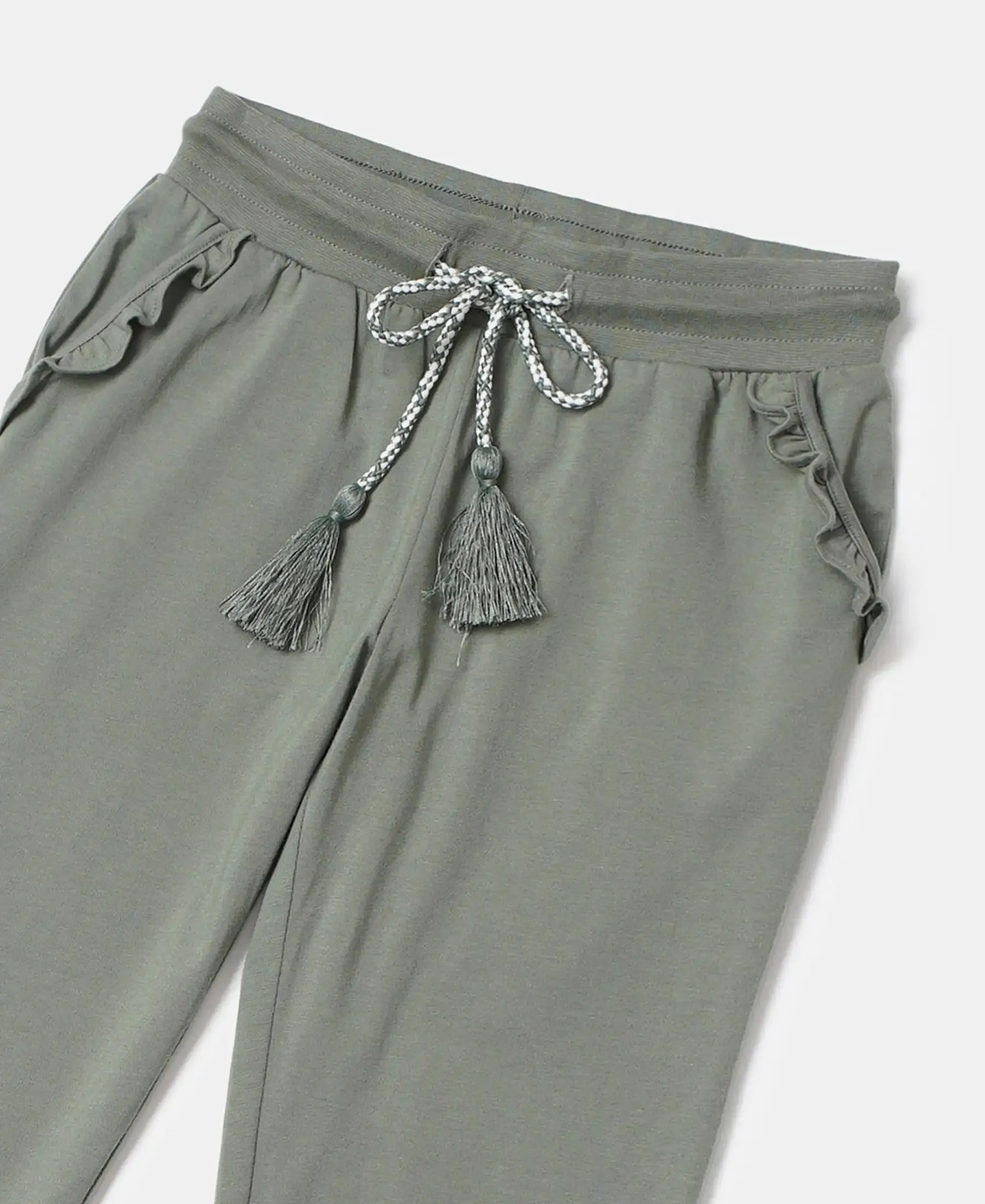 Girl's Super Combed Cotton Elastane Stretch Slim Fit Joggers - Sea Spray