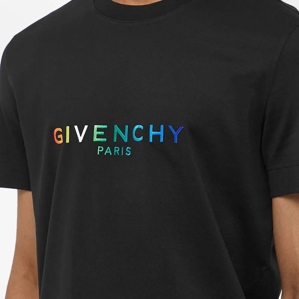 Givenchy Multicoloured Embroidered Logo T-Shirt Black Slim Fit