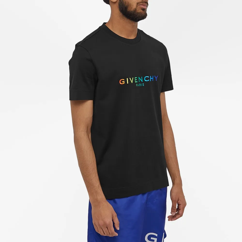 Givenchy Multicoloured Embroidered Logo T-Shirt Black Slim Fit