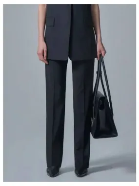 Ham slit slim fit slacks black domestic product