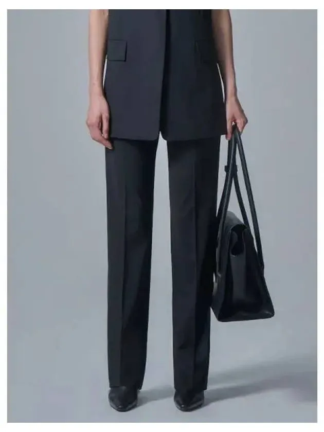Ham slit slim fit slacks black domestic product