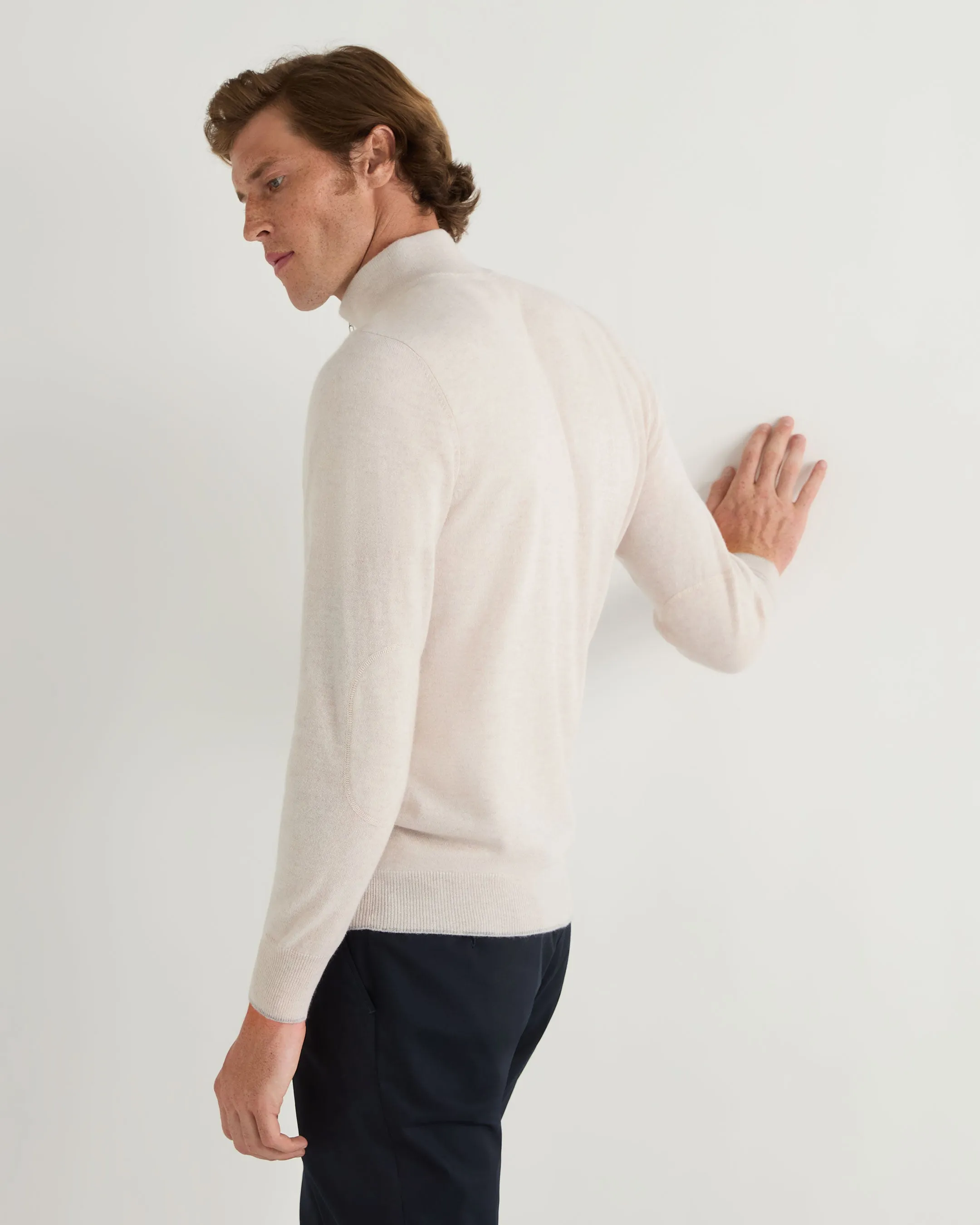 Men's Carnaby Half Zip Cashmere Jumper Frost White
