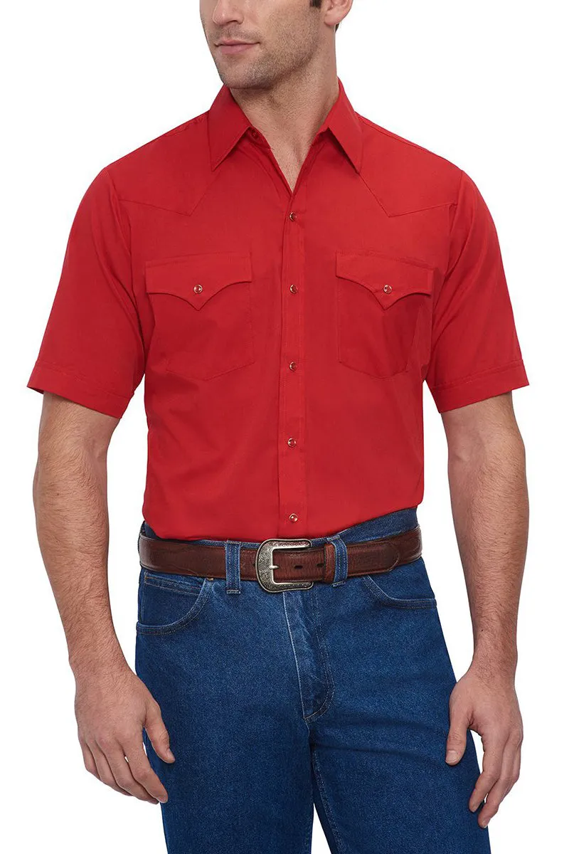 Men's Ely Cattleman Short Sleeve Solid Western Snap Shirt