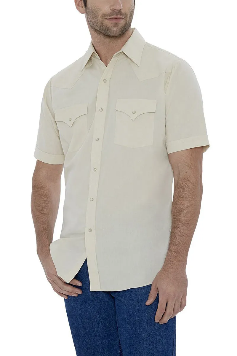 Men's Ely Cattleman Short Sleeve Solid Western Snap Shirt