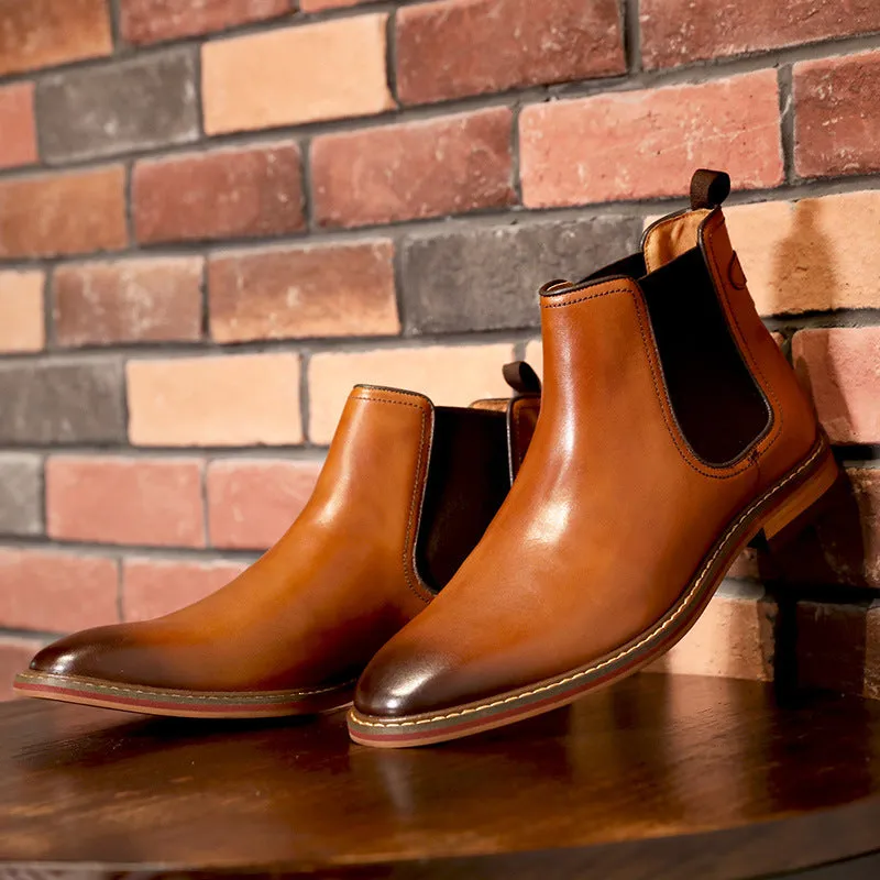 Men's Genuine Leather Chelsea Dress Boots
