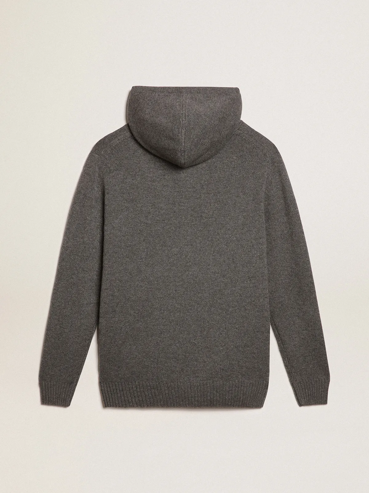 Men’s gray melange cashmere blend sweatshirt with hood