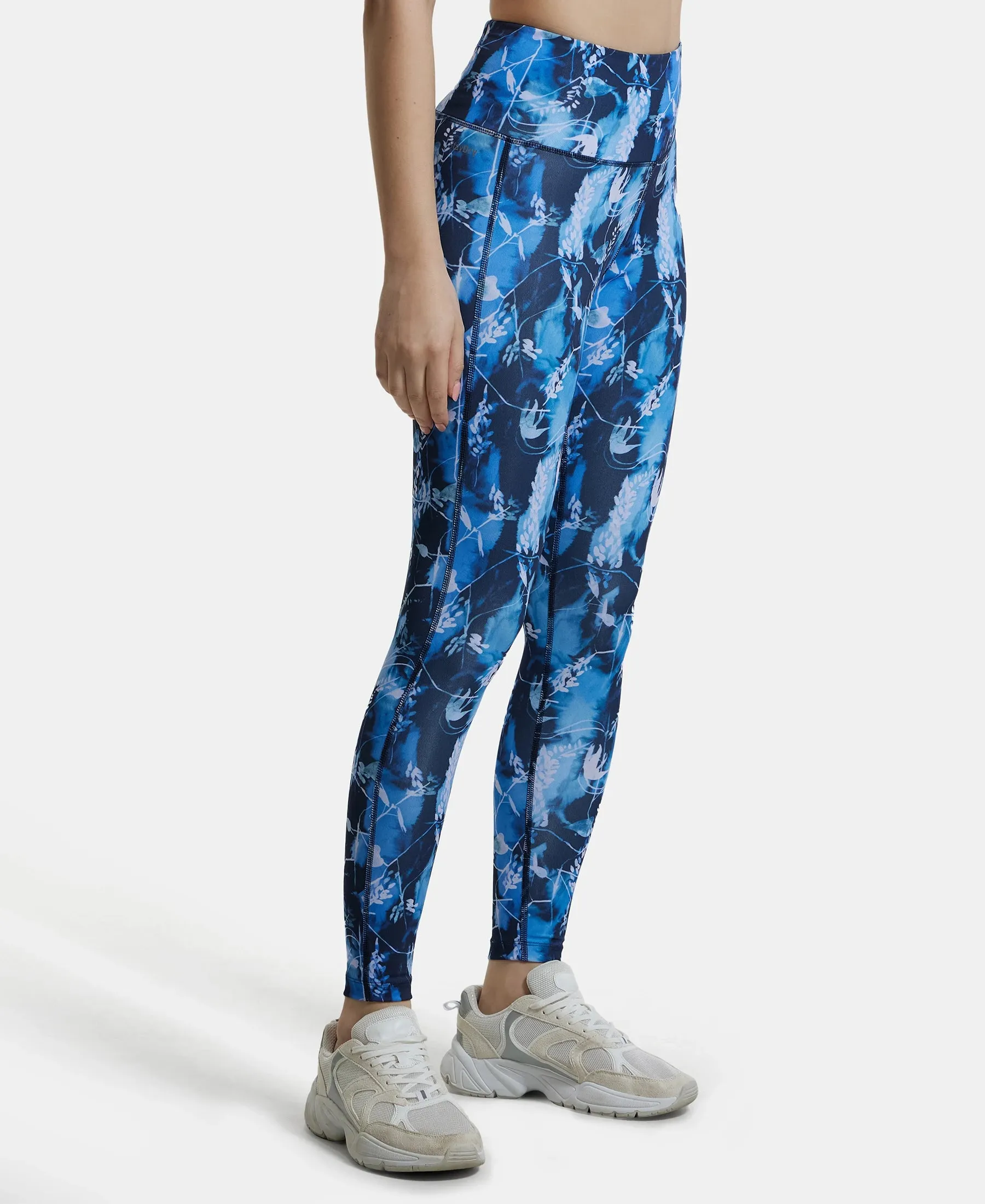 Microfiber Elastane Stretch Performance 7/8th Leggings with Broadwaistband & Back Pocket - Sky Captain Printed
